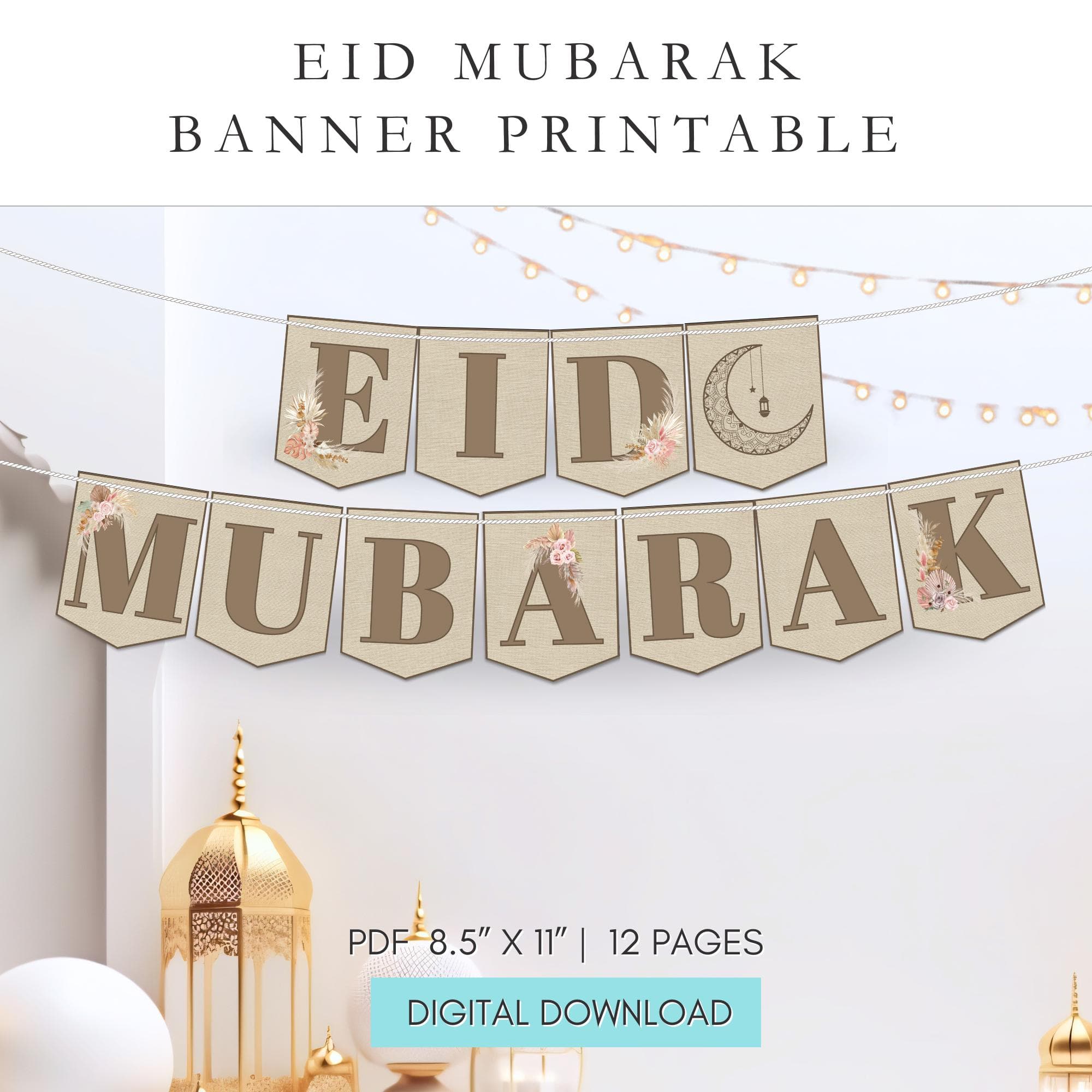 Eid Mubarak Banner: Printable Bunting Banner (Digital Download)