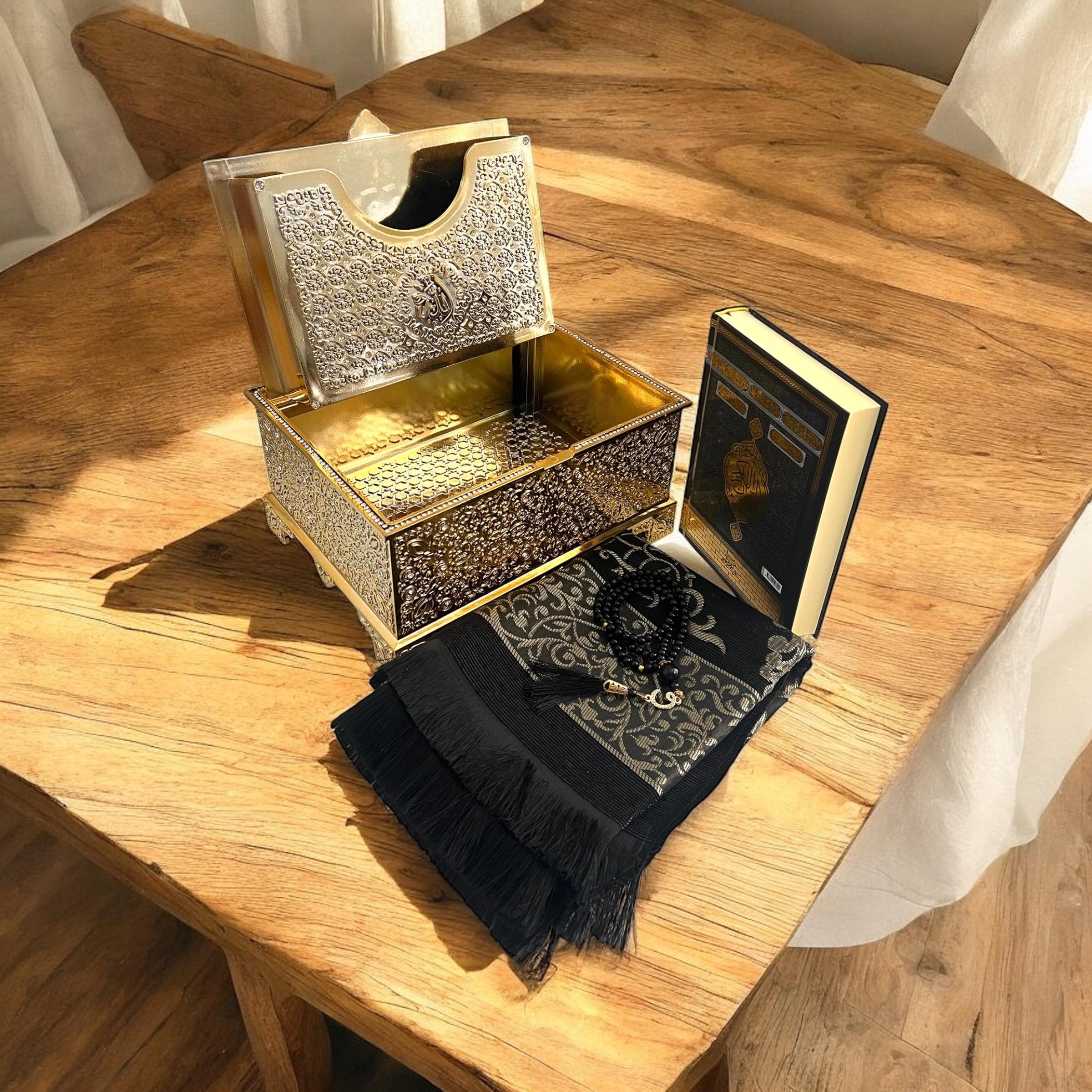Luxury Boxed Quran Gift Set: Prayer Rug & Tasbih, Hajj, Umrah, Nikkah, Wedding, Islamic Decor - image 5