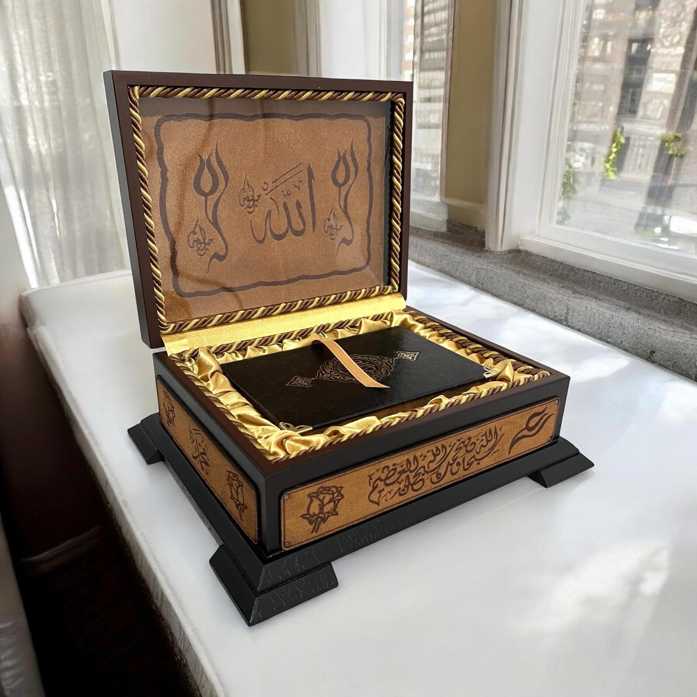 Personalized Quran Set with Wood Storage Box | Islamic Wedding, Birthday,Ramadan, Eid Gifts