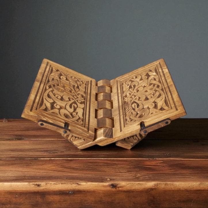 Hand-Carved Wooden Book Stand: Quran, Bible, Cookbook Holder - image 5