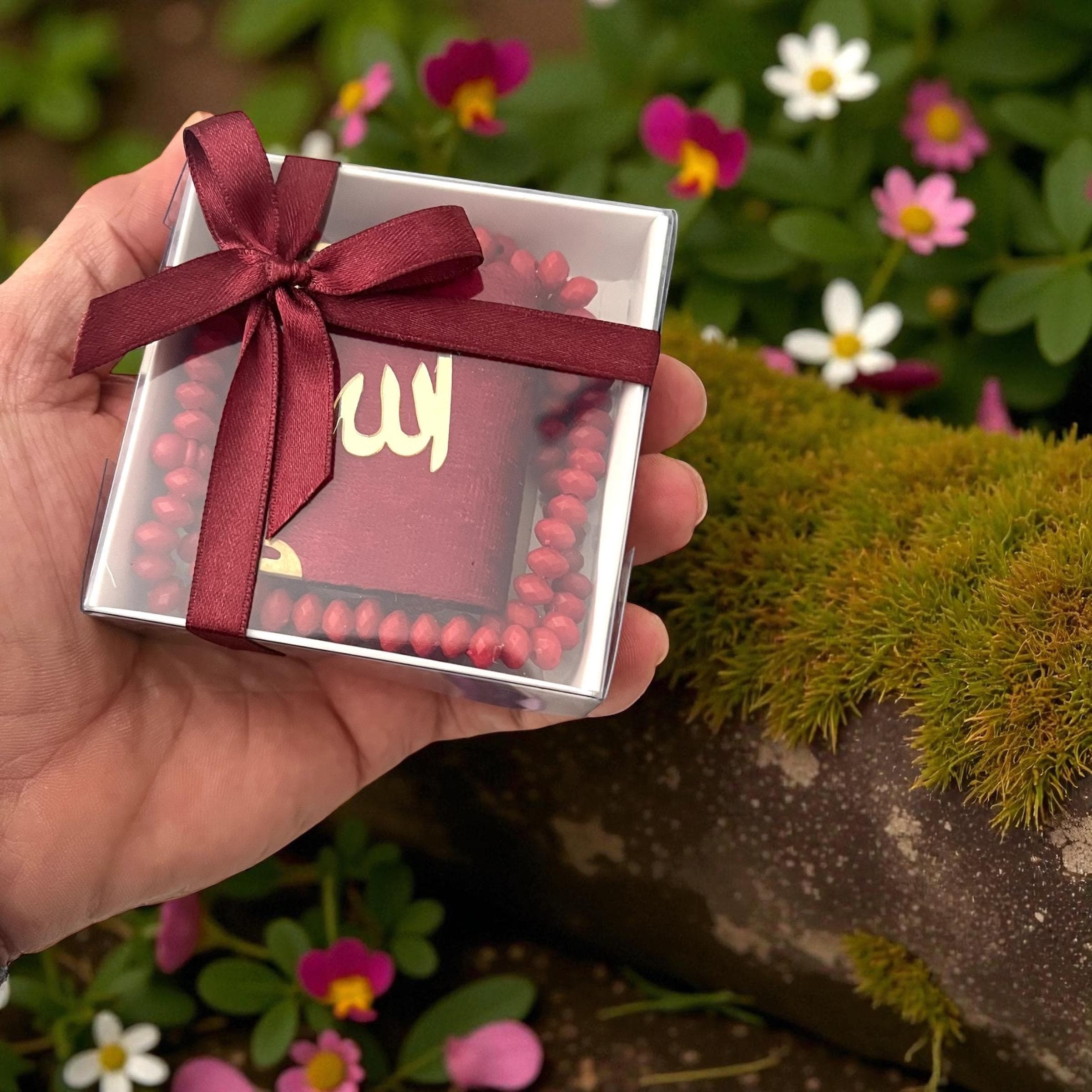 Mini Quran Pearl Tasbeeh Gift Set | Velvet Decorated Box, Muslim Favors - image 5