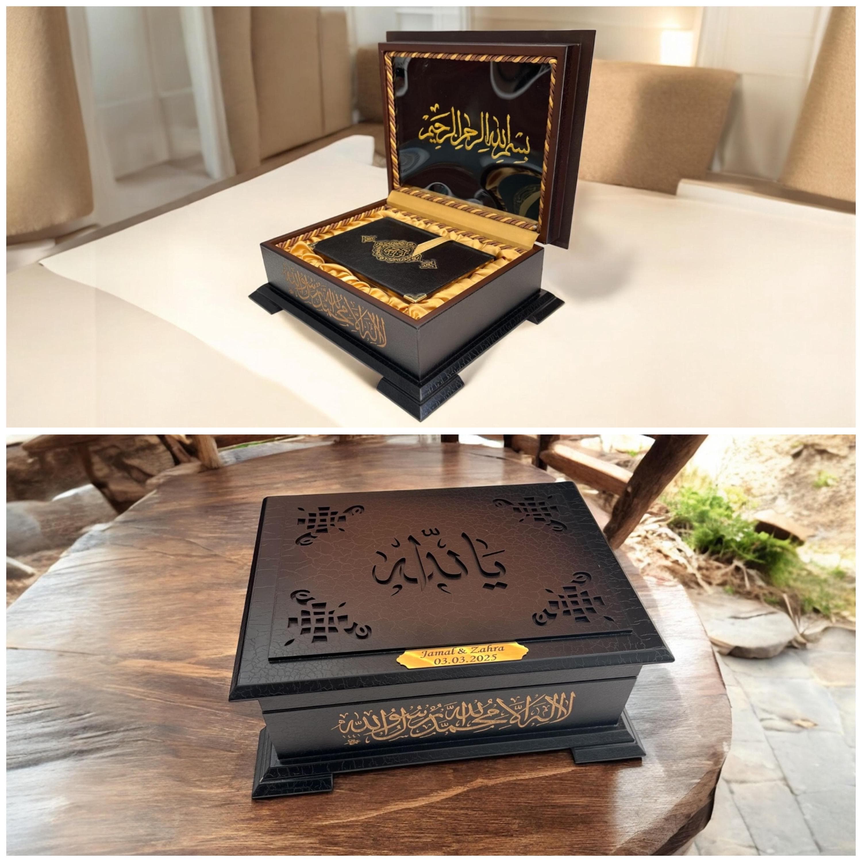 Engraved Wooden Quran Box Set, Islamic Wedding, Mother's Day, Birthday Gift - image 5