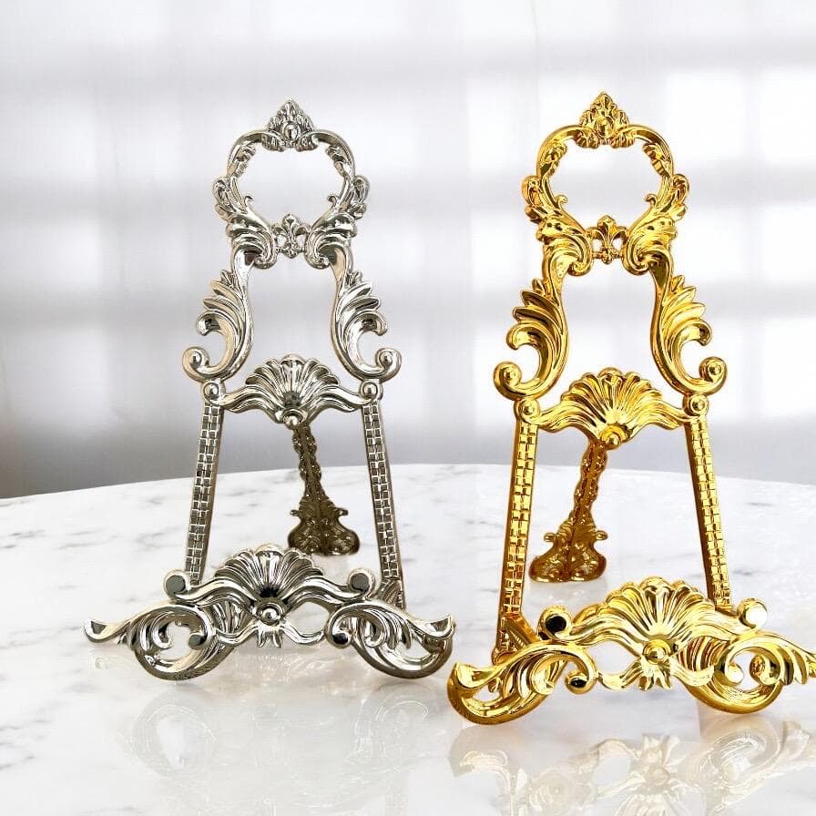 Foldable Metal Easel Stand: Gold or Silver Wedding Decor