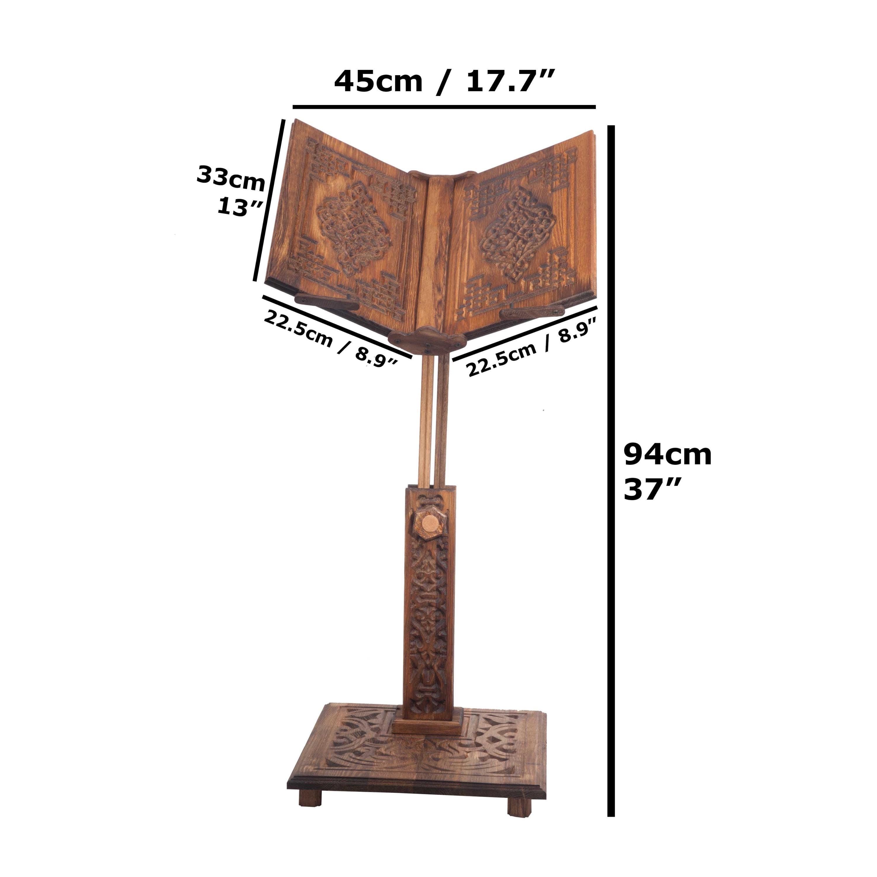 Adjustable Carved Wooden Lectern: Quran, Bible, Torah, Cook Book Stand, Ramadan Gifts - image 3