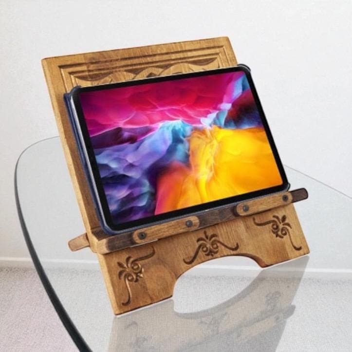 Hand Carved Wooden Quran Stand:  CookBook Holder, Lectern, Elegant Islamic Decor, Ramadan Gift - image 4