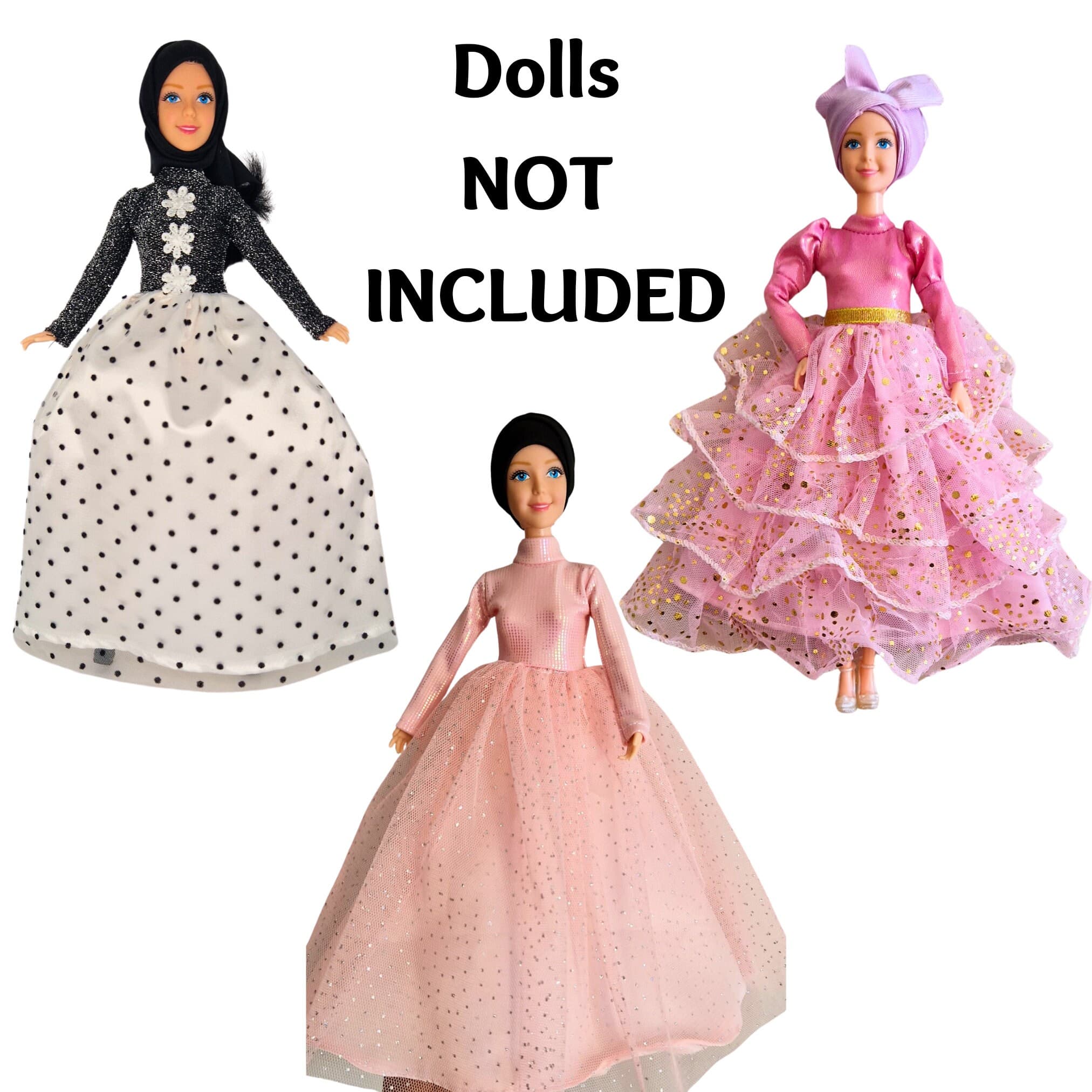 Princess Fashion Set - Modest dresses with Hijabs fits 11.5" Dolls - image 5