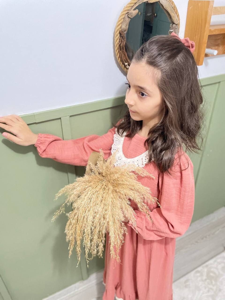 Ramadan 100% Brick Color Muslin Girls’ Modest Dress – Yusa Baby Kids Natural Collection - image 4