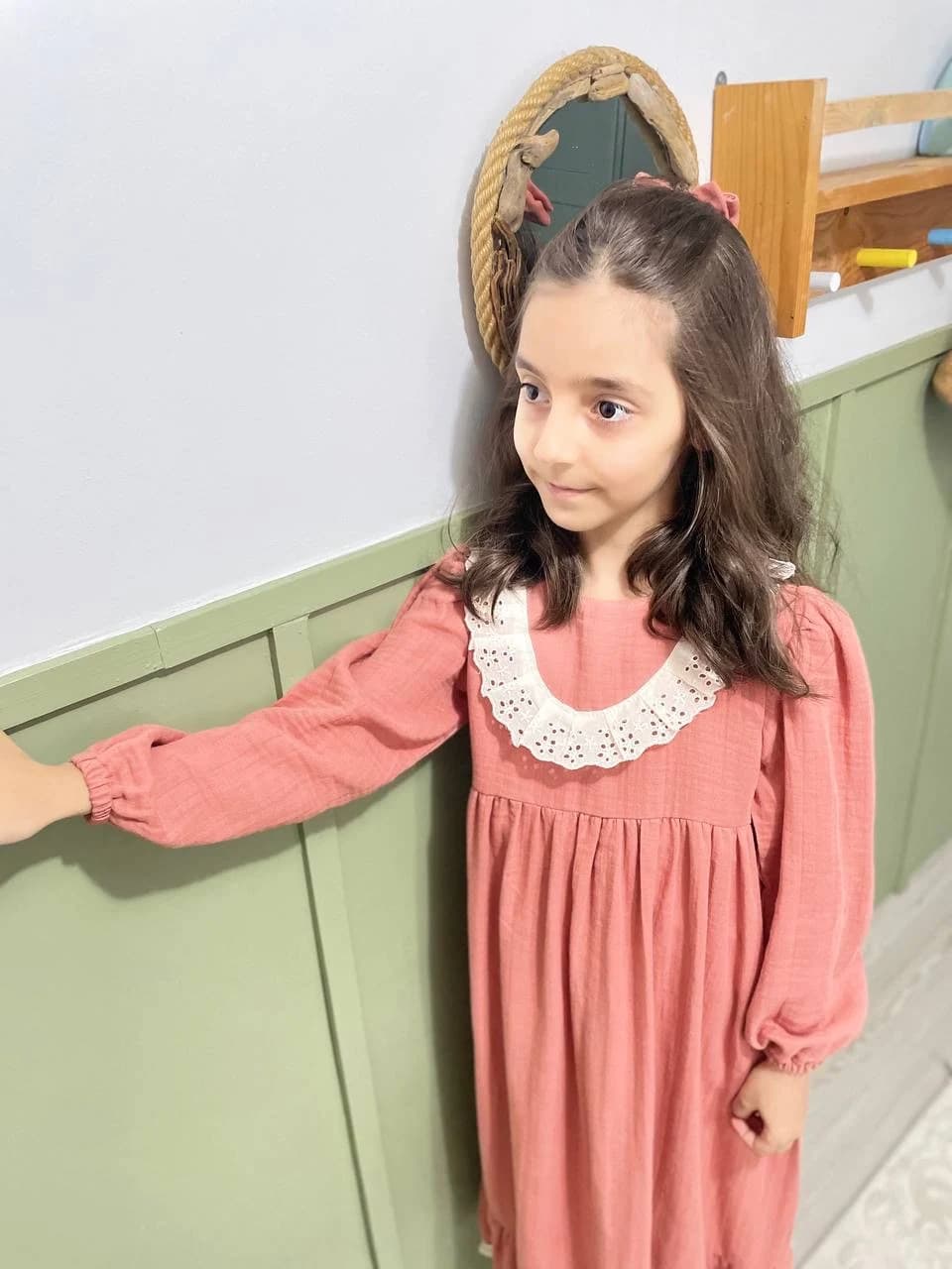 Ramadan 100% Brick Color Muslin Girls’ Modest Dress – Yusa Baby Kids Natural Collection - image 2