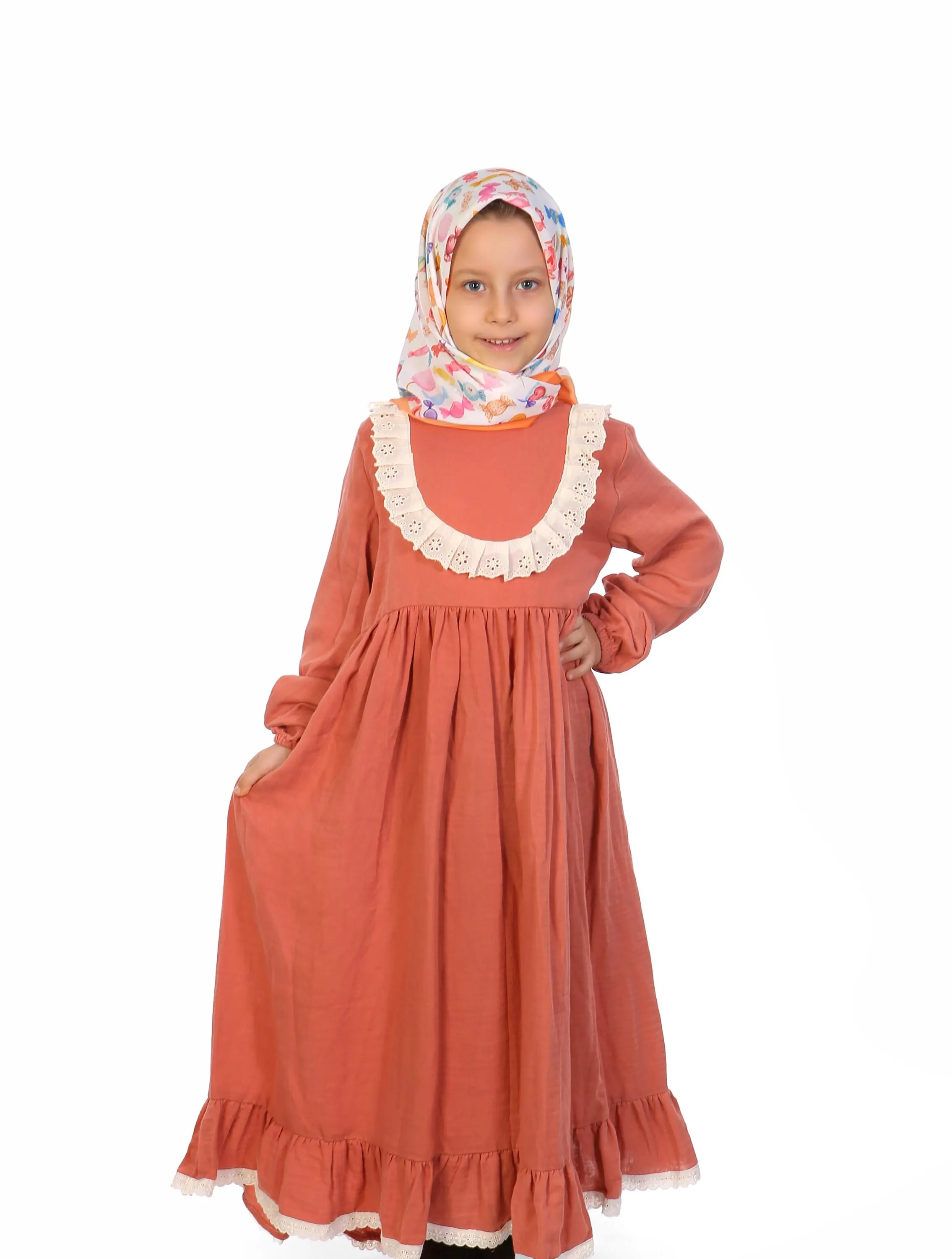 Girls’ Sugar Pattern Scarf - 80x80 cm, Suitable for Ages 3-12 | Yusa Baby Kids