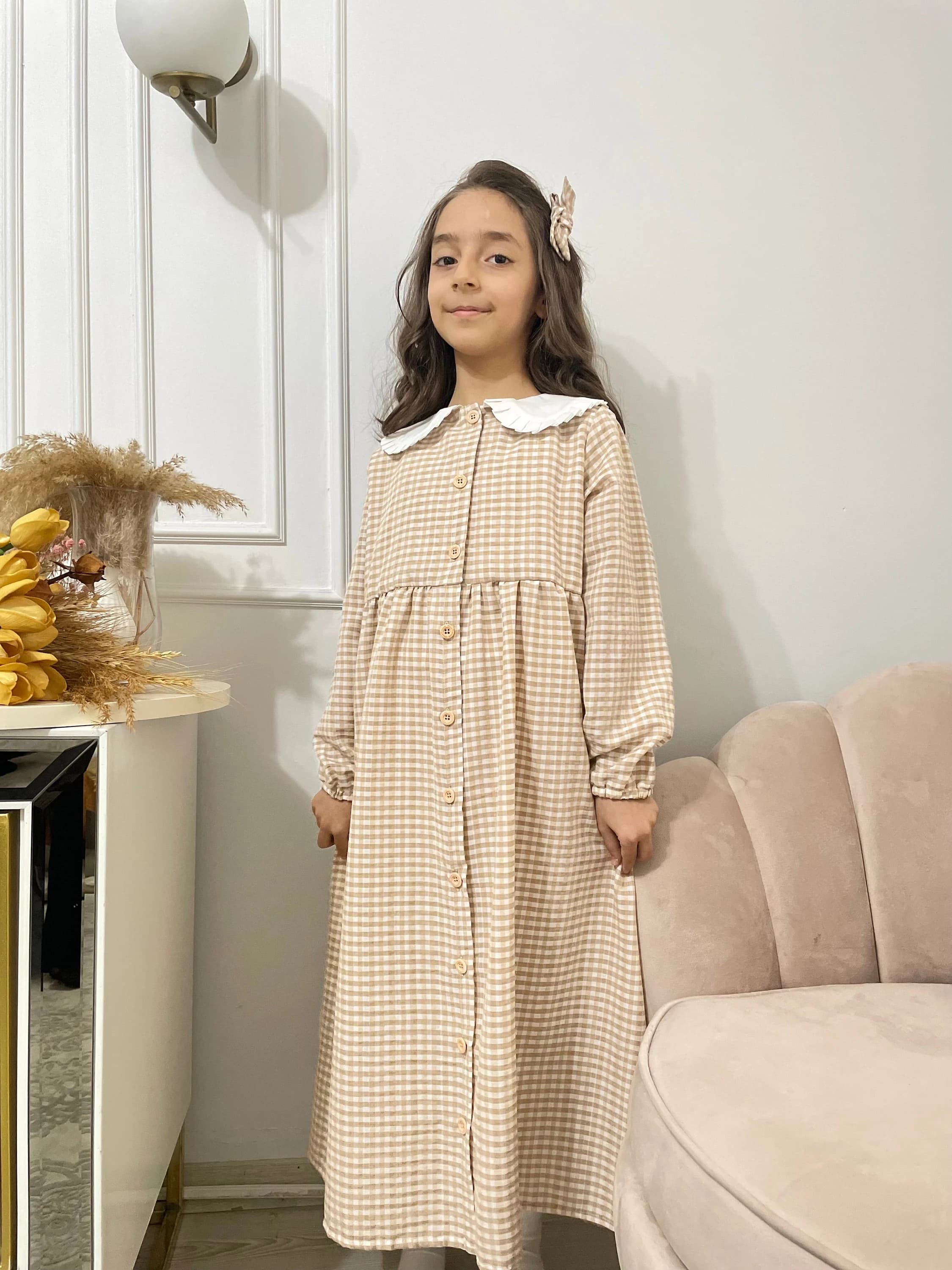 Girl's Plaid %100 Cotton Dress - image 4