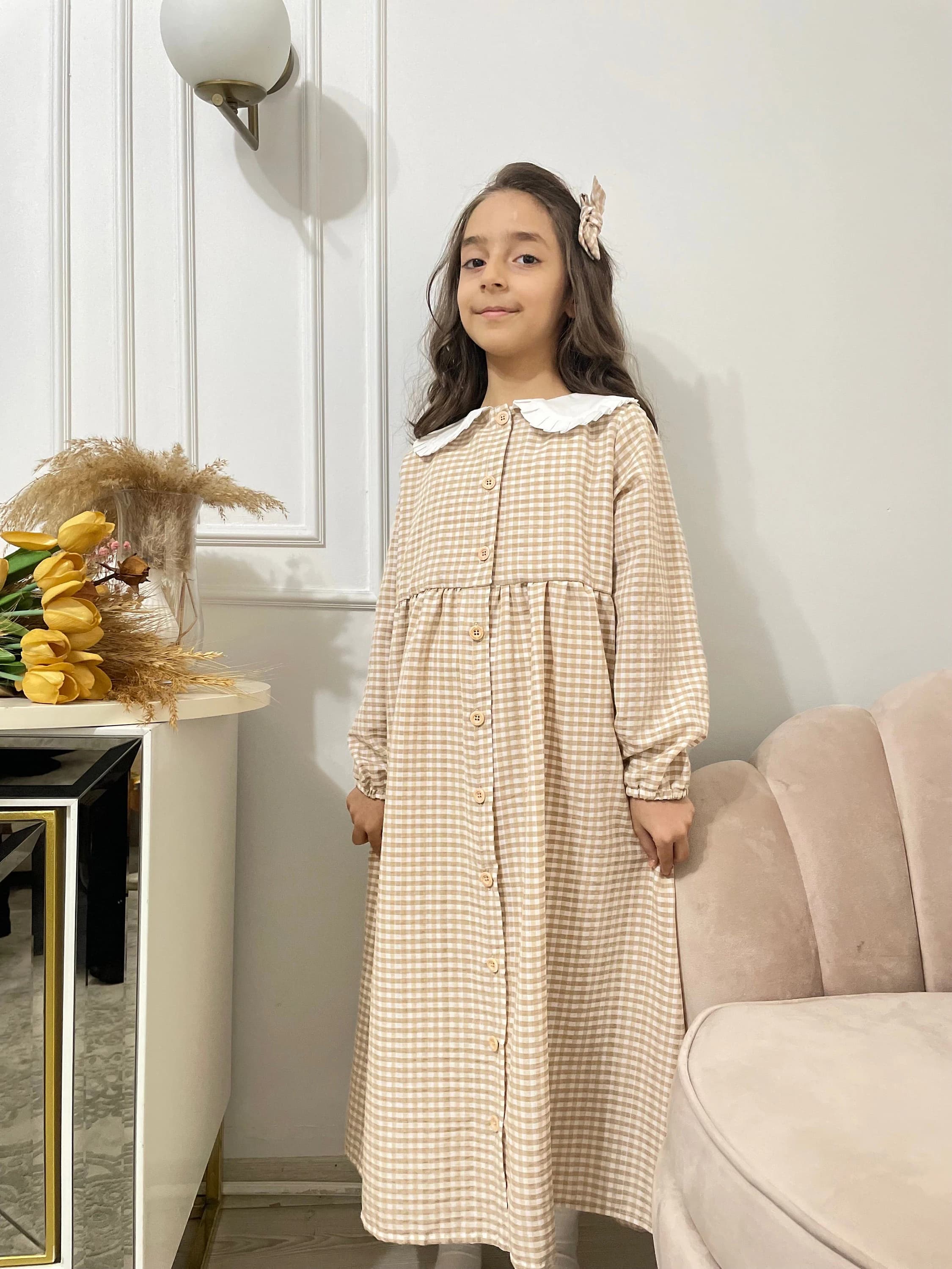 Girl's Plaid %100 Cotton Dress