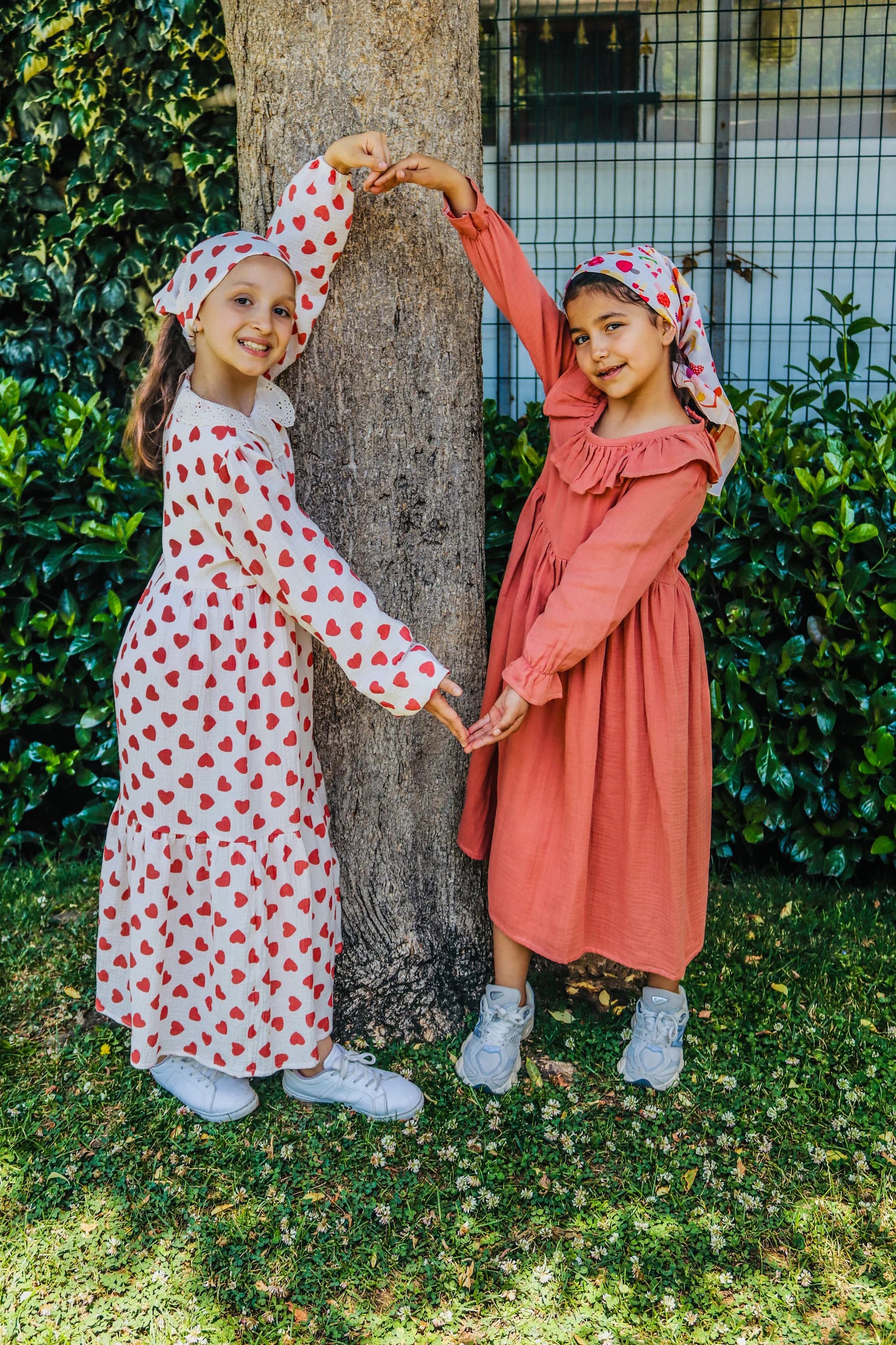 Girls' Organic Cotton Muslin Ruffle Dress - Brick Color Hijab Dress - image 4
