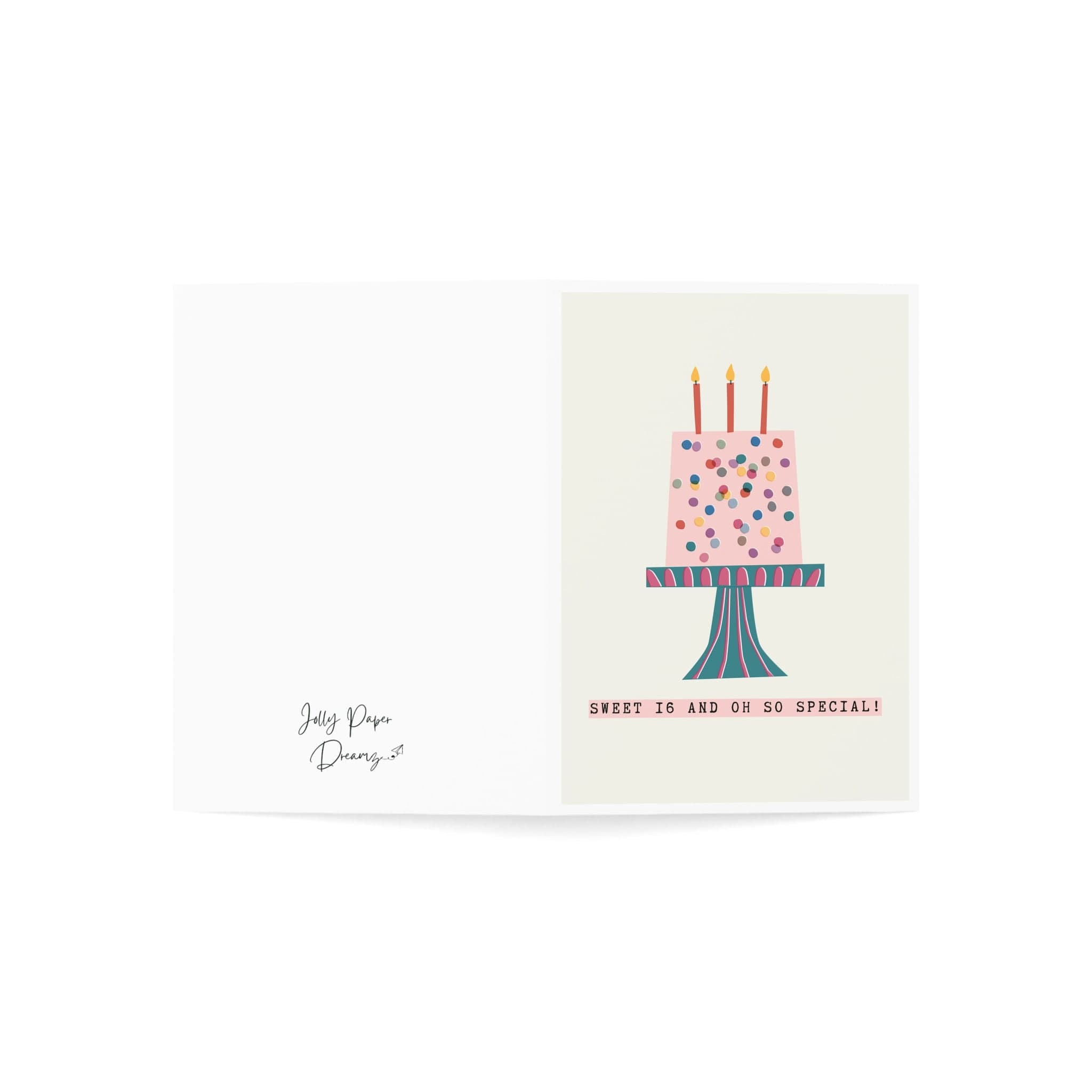 Sweet 16 Birthday Card: Pink Cake Illustration - image 4