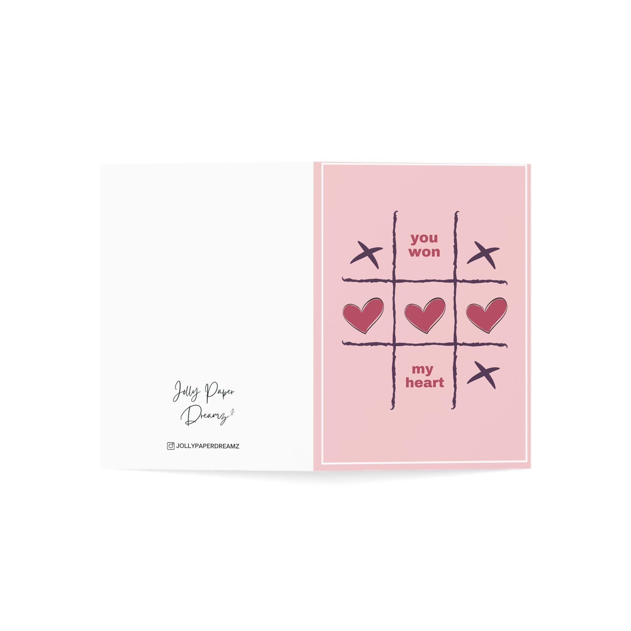 Happy Valentines Day Greeting Card,  Valentines Day , You Won My Heart Valentines Day Card, Tik Tac Toe Valentines Day Card - image 4