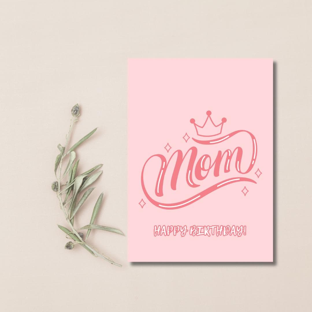 Pink Birthday Card for Mom, Personalized Greeting
