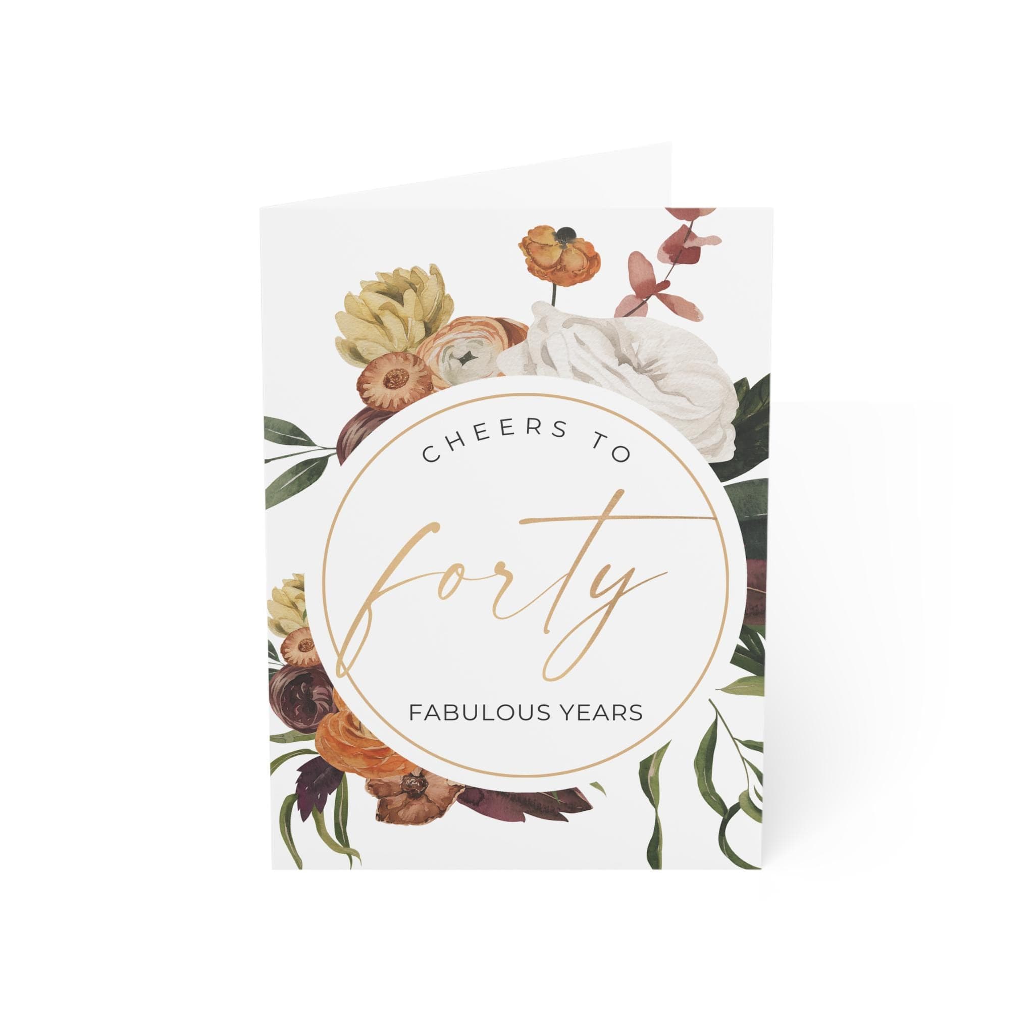 Floral 40th Birthday Card, Cheers to Forty, Personalized Greeting - image 3
