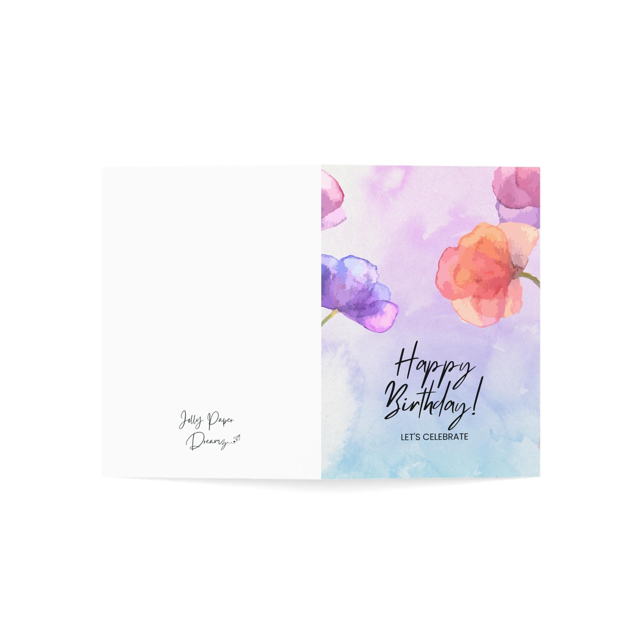 Floral Watercolor Happy Birthday Card, Blank Inside - image 4