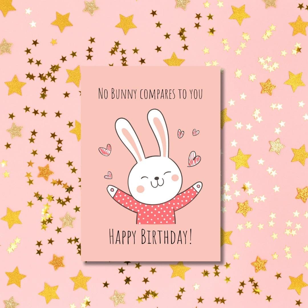 Funny Bunny Birthday Card, Rabbit Pun Design