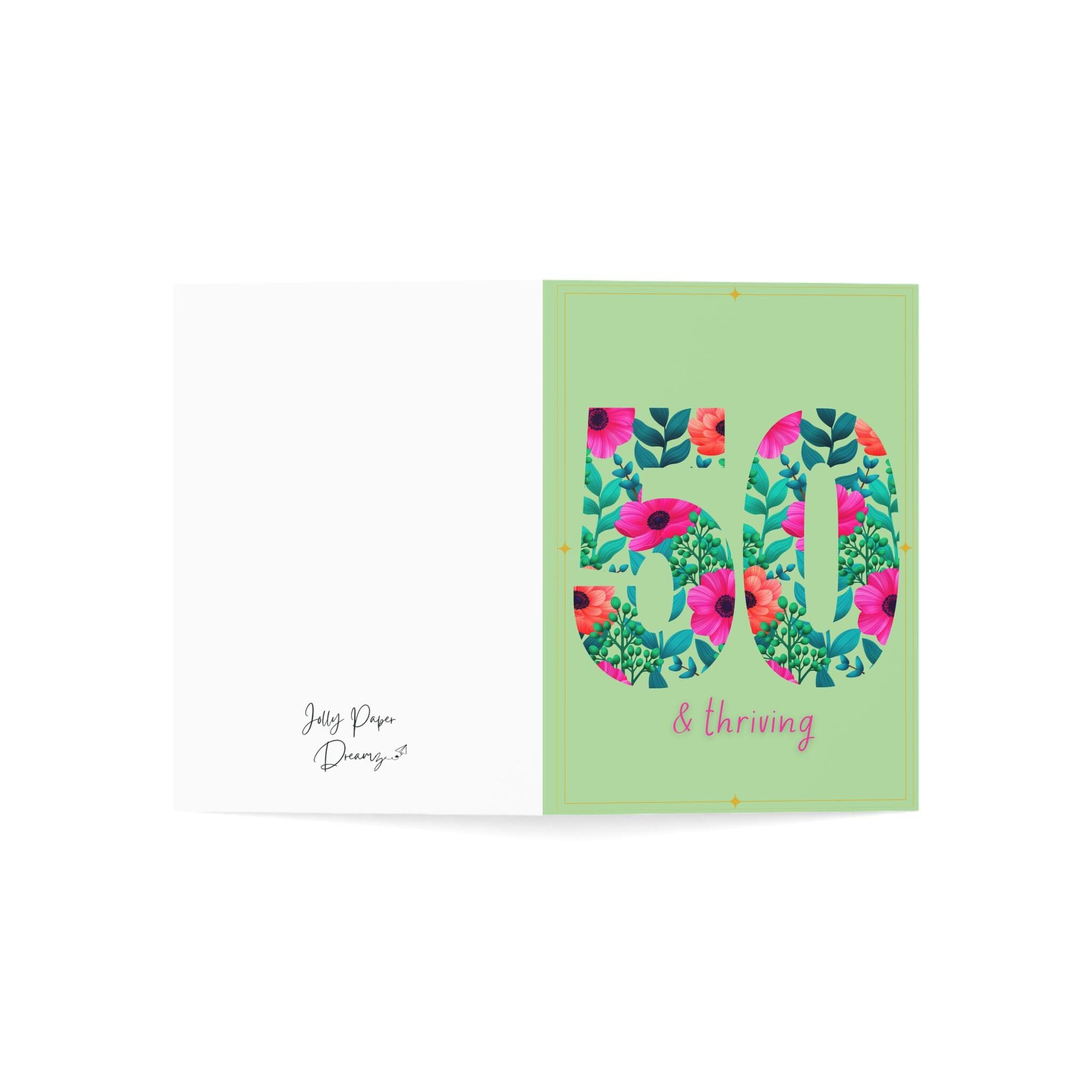Floral 50th Birthday Card, "50 & Thriving" - image 3