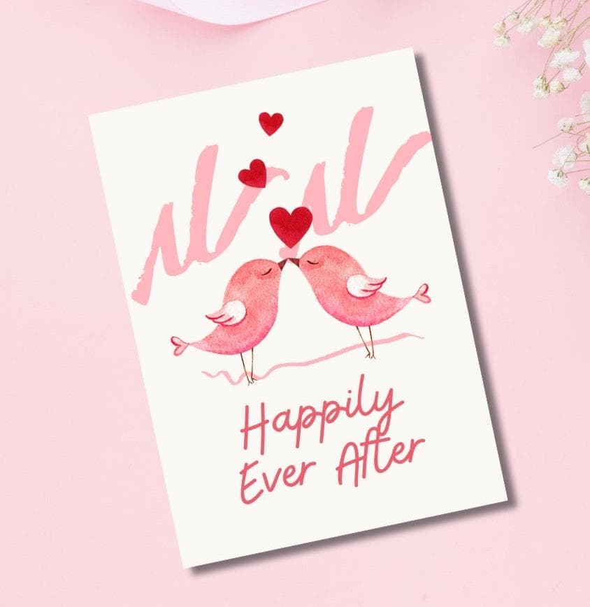 Love Birds Wedding Card, Happily Ever After Greeting Card