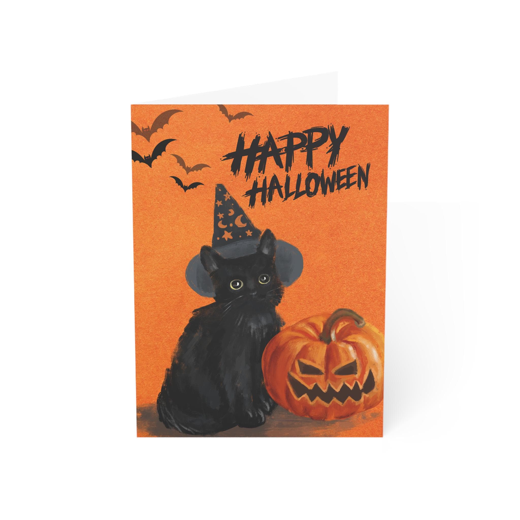 Happy Halloween Card, Black Cat & Pumpkin, Greeting Card - image 4