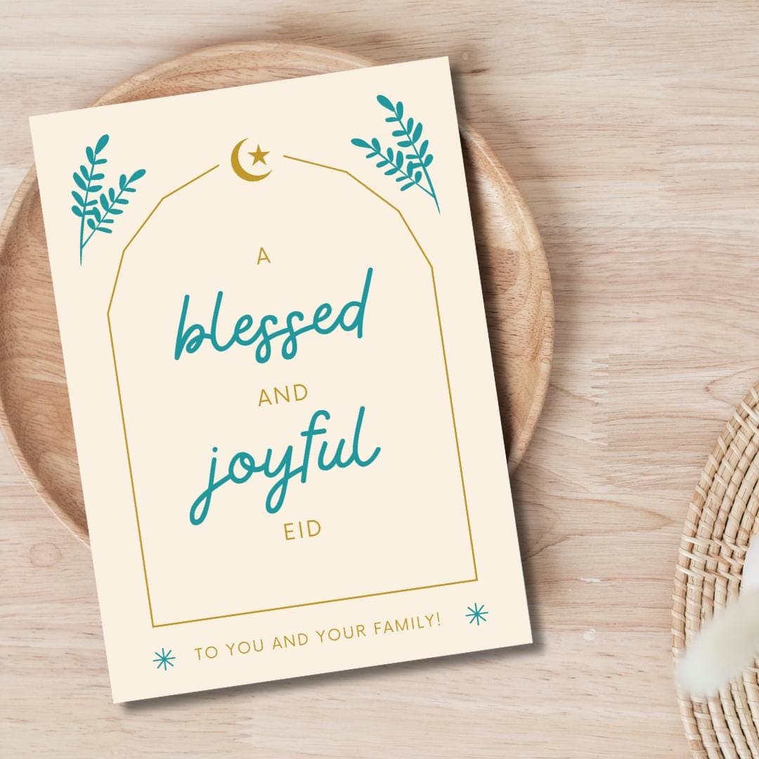 Eid Mubarak Greeting Card, Islamic Holiday Card, Islamic Greeting Card, Bless Eid, Joyful Eid  Greeting Card