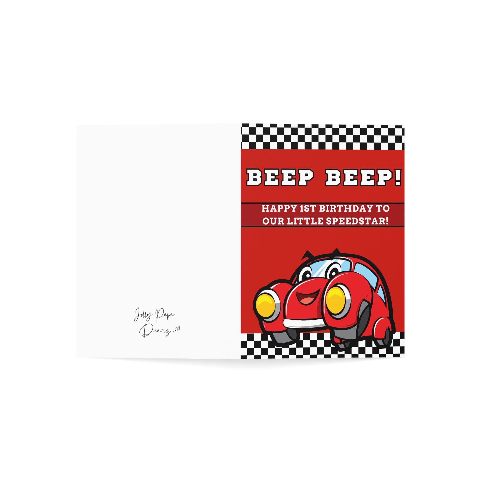 Red Car 1st Birthday Card for Boy - image 3