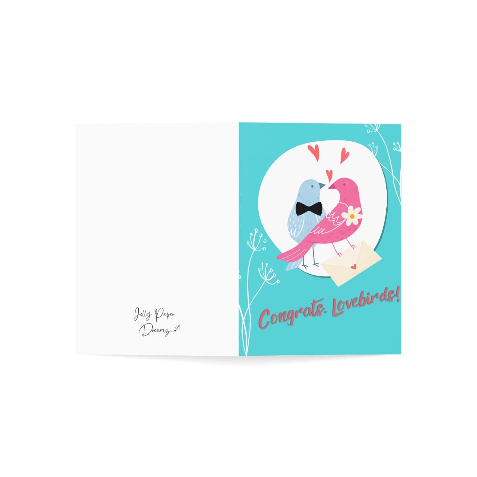 Love Birds Wedding Card, Congrats Card (4.25x6.25) - image 4