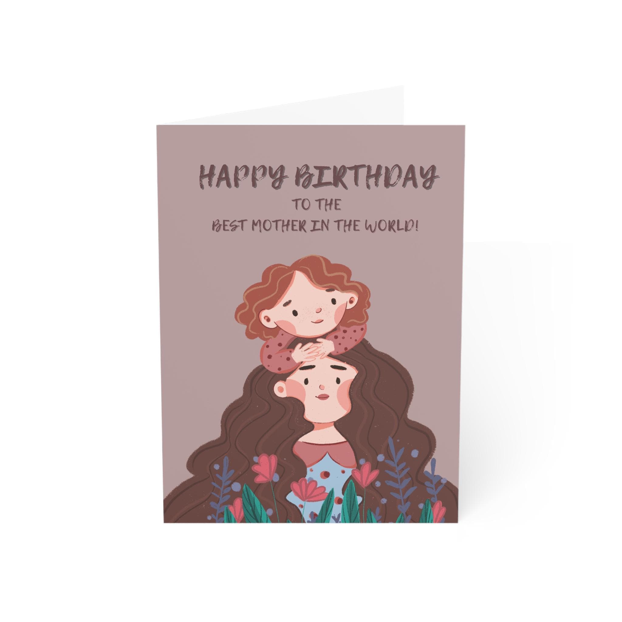Happy Birthday Mom Card, Mother-Daughter Illustration - image 3
