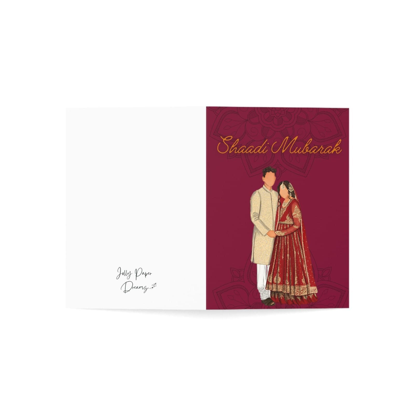 Shadi Mubarak Wedding Card, Indian Pakistani Bride and Groom - image 3