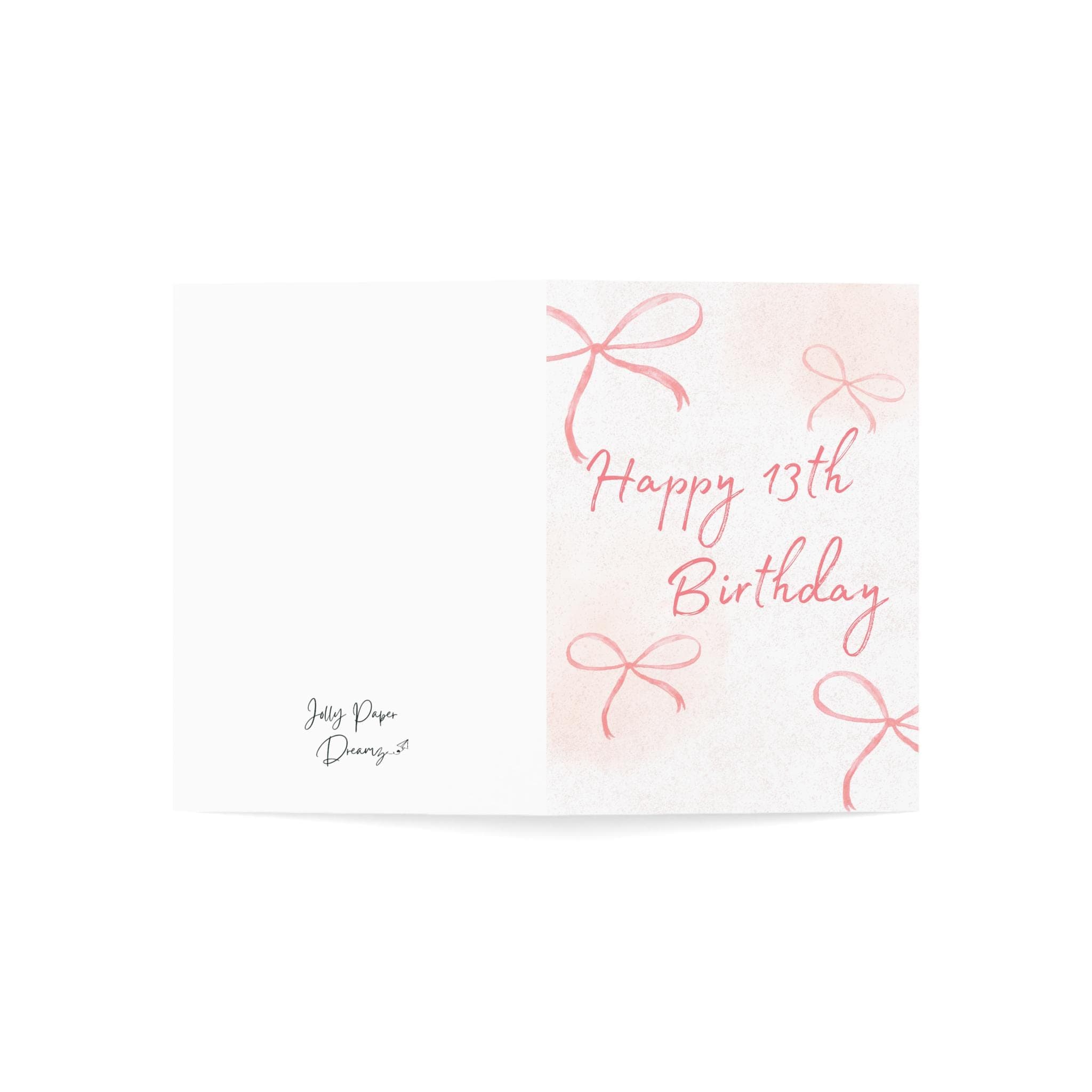 Pink Bow 13th Birthday Card, Teenage Girl - image 3