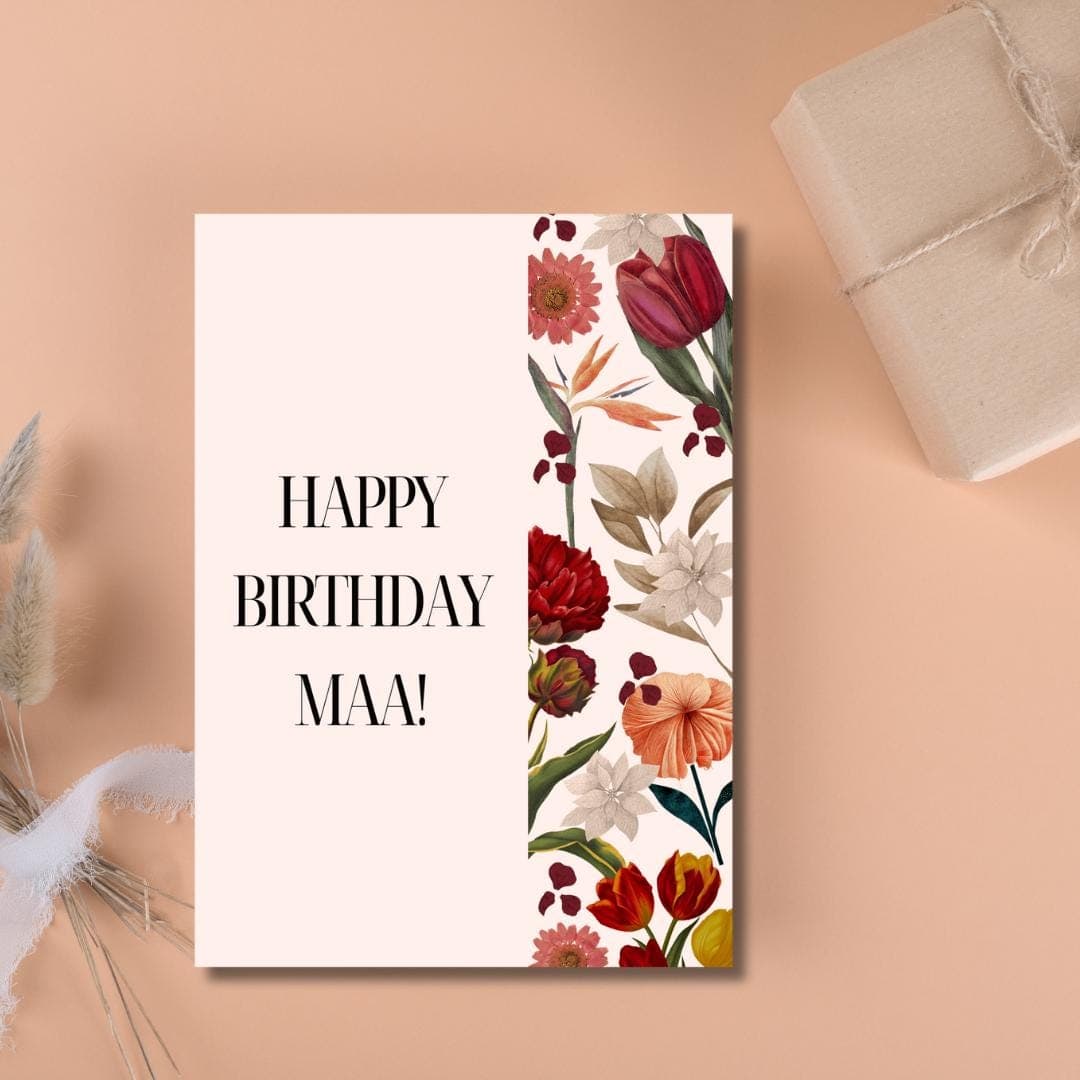 Floral Mom Birthday Card, Personalized Greeting