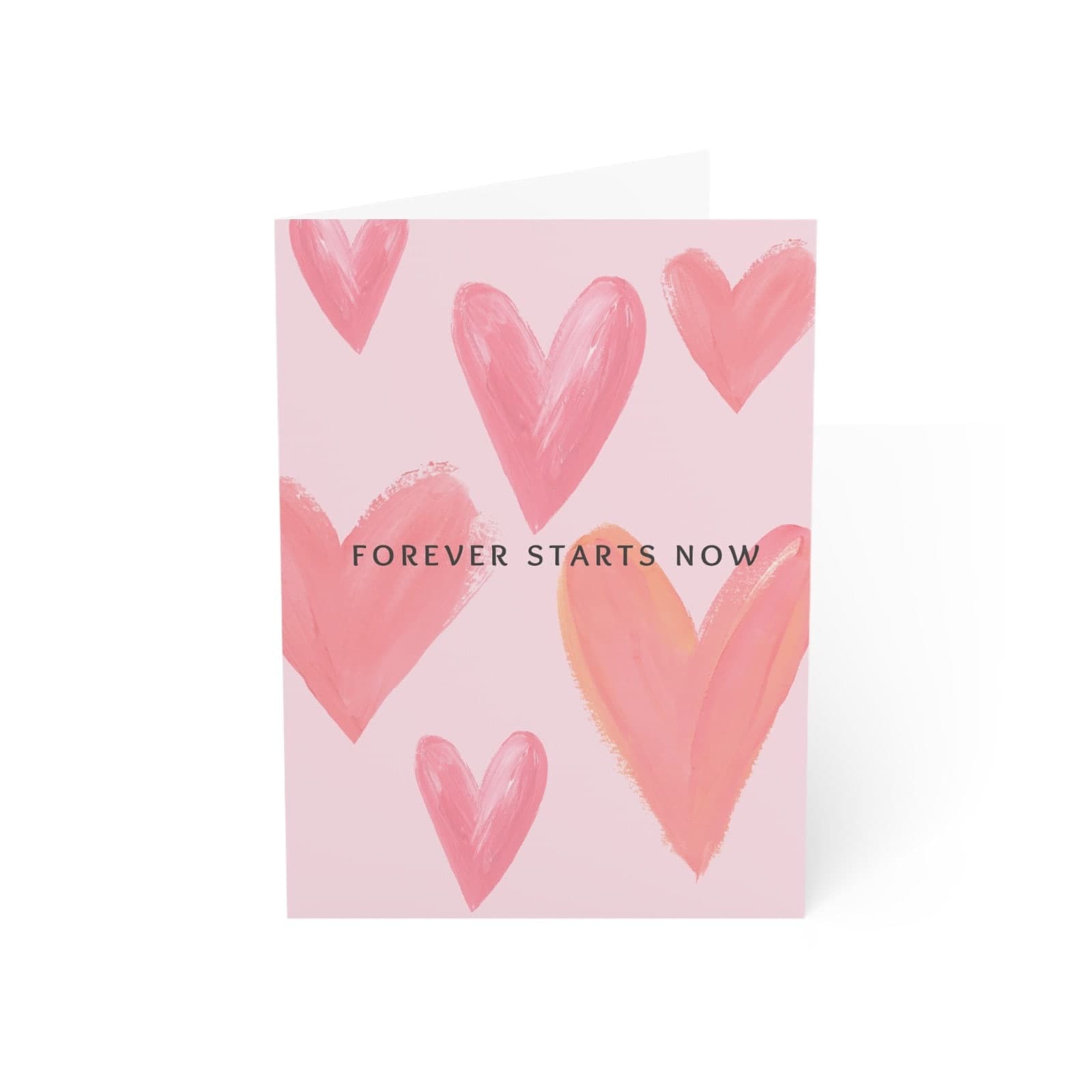 Hearts Wedding Card, Forever Starts Now, Pink Greeting Card - image 4