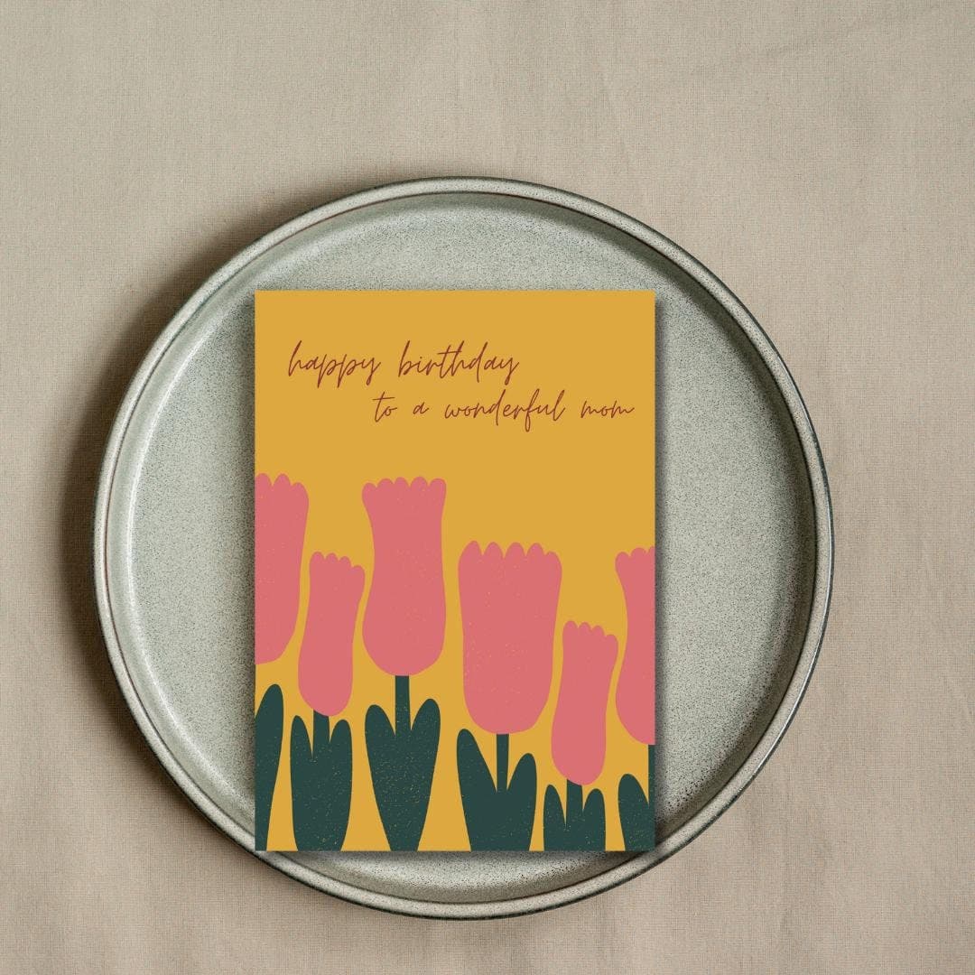 Floral Happy Birthday Mom Card, Personalized Message