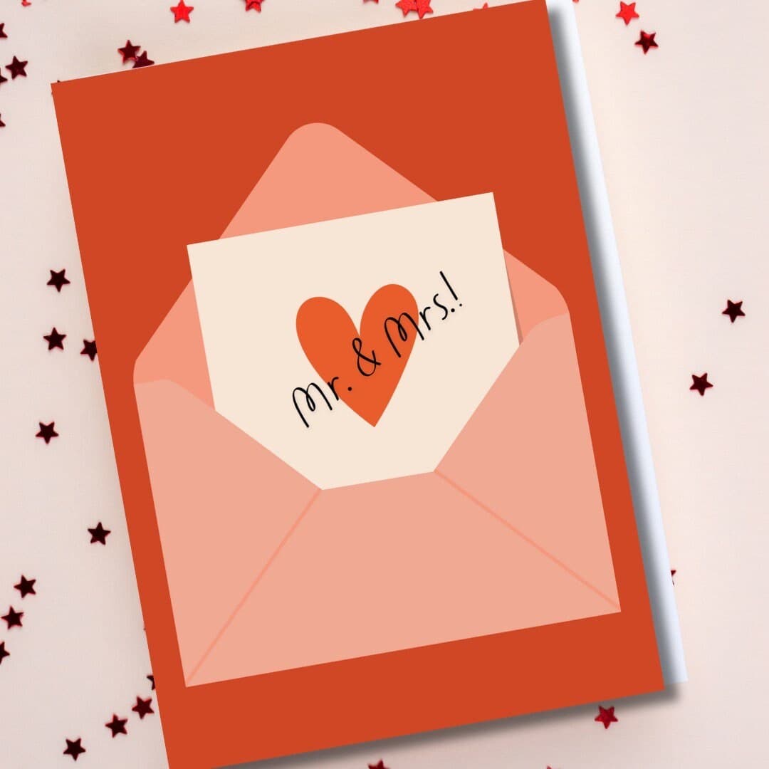 Mr. & Mrs. Hearts Wedding Card (4.25x6.25)