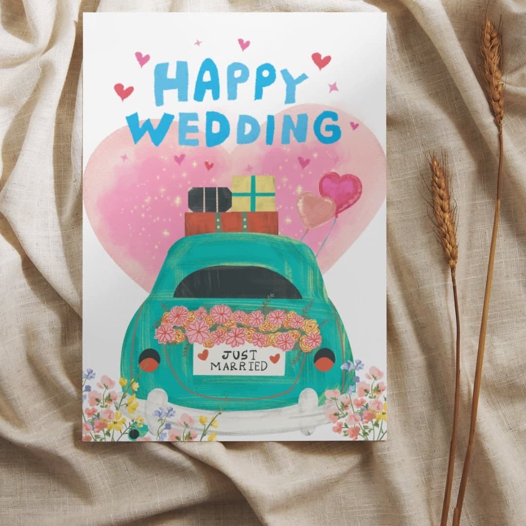 Wedding Cards Set of Six, Illustrated Card Stock - image 5