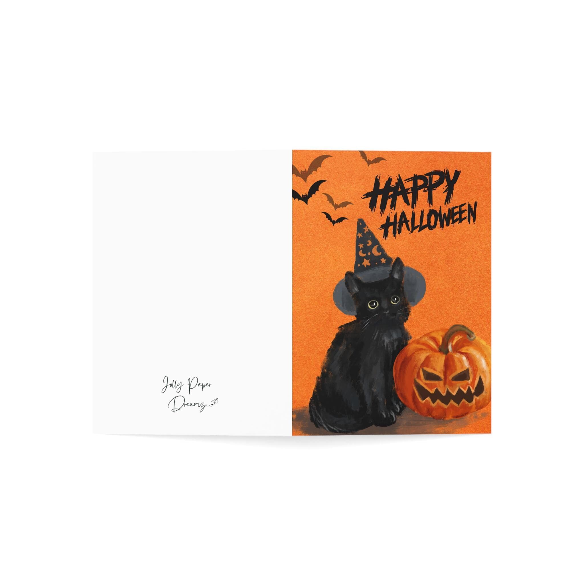 Happy Halloween Card, Black Cat & Pumpkin, Greeting Card - image 3
