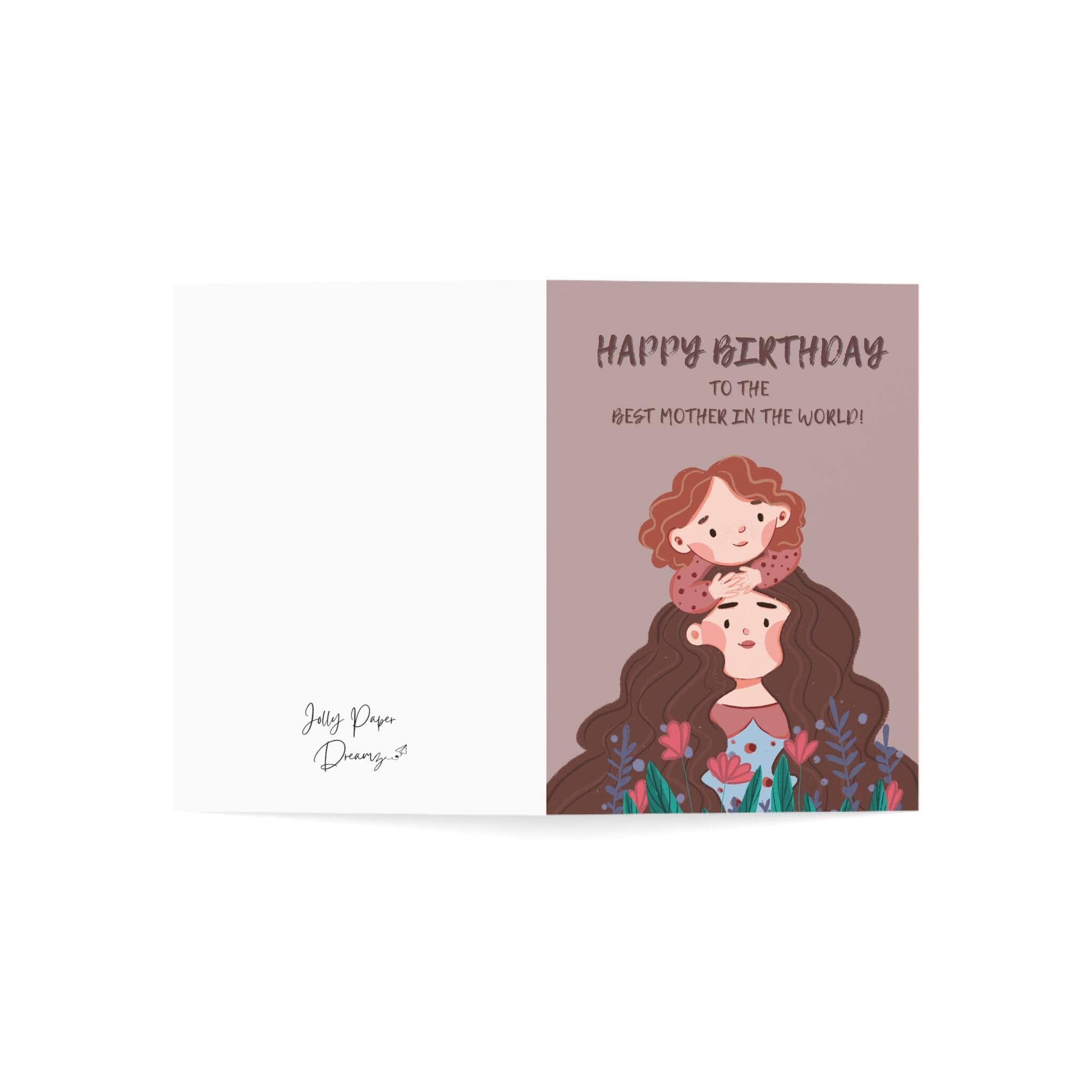 Happy Birthday Mom Card, Mother-Daughter Illustration - image 4