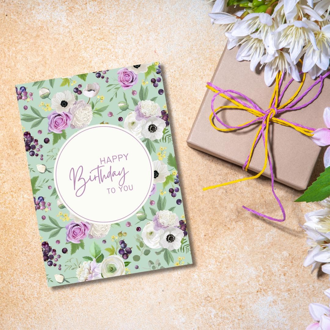 Floral Birthday Card: Blank Inside (4.25x6.25)