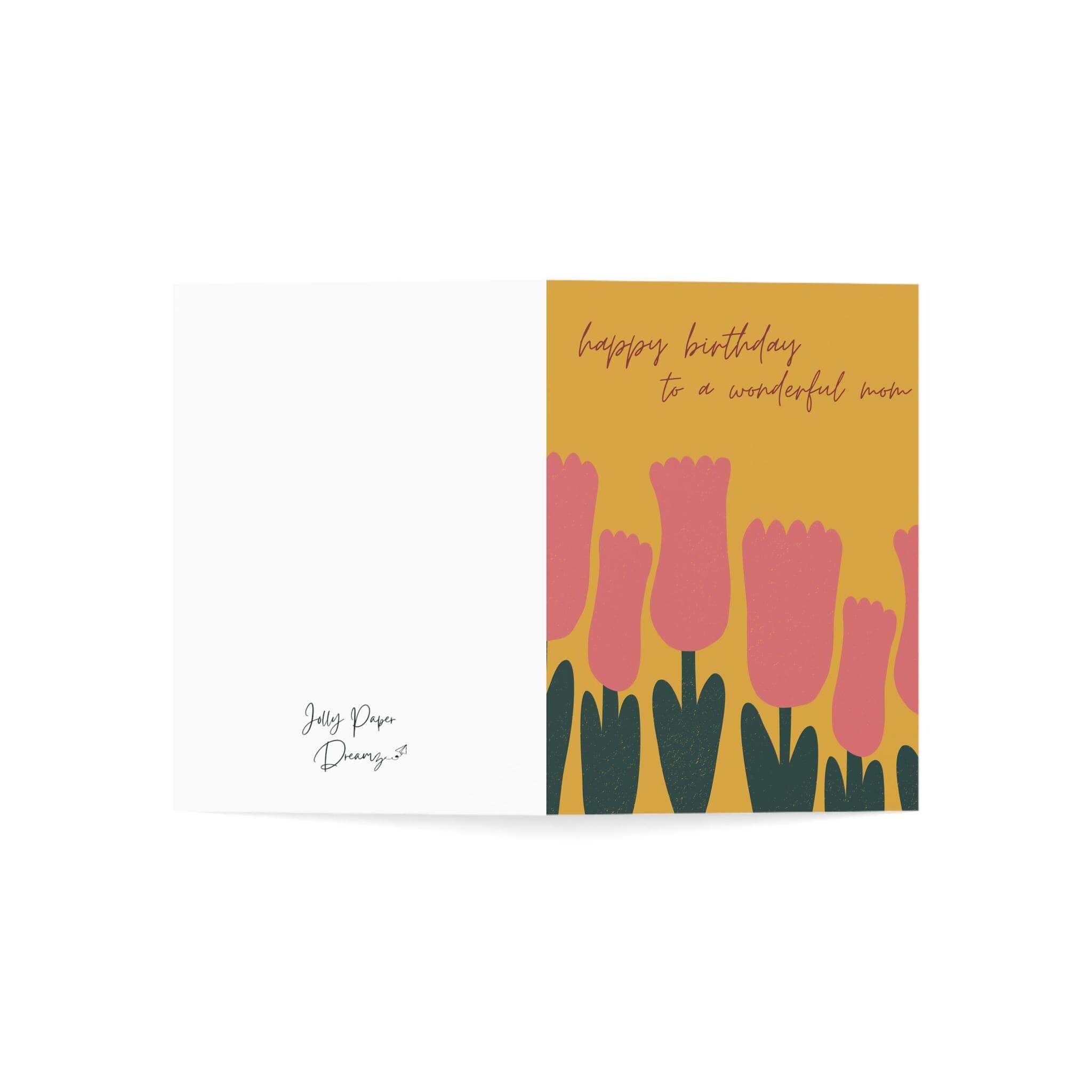 Floral Happy Birthday Mom Card, Personalized Message - image 4