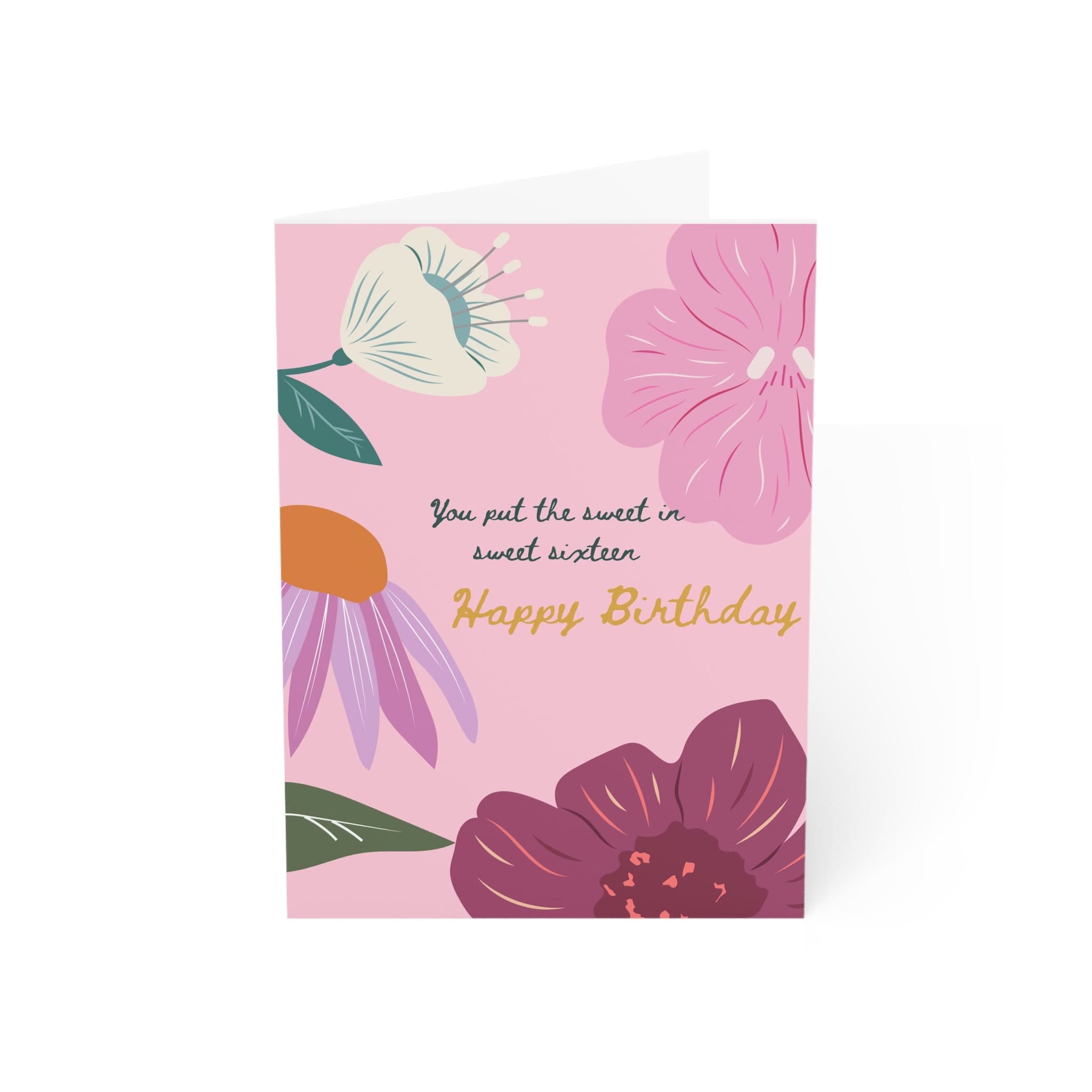 Floral Sweet 16 Birthday Card, Pink and Purple - image 4