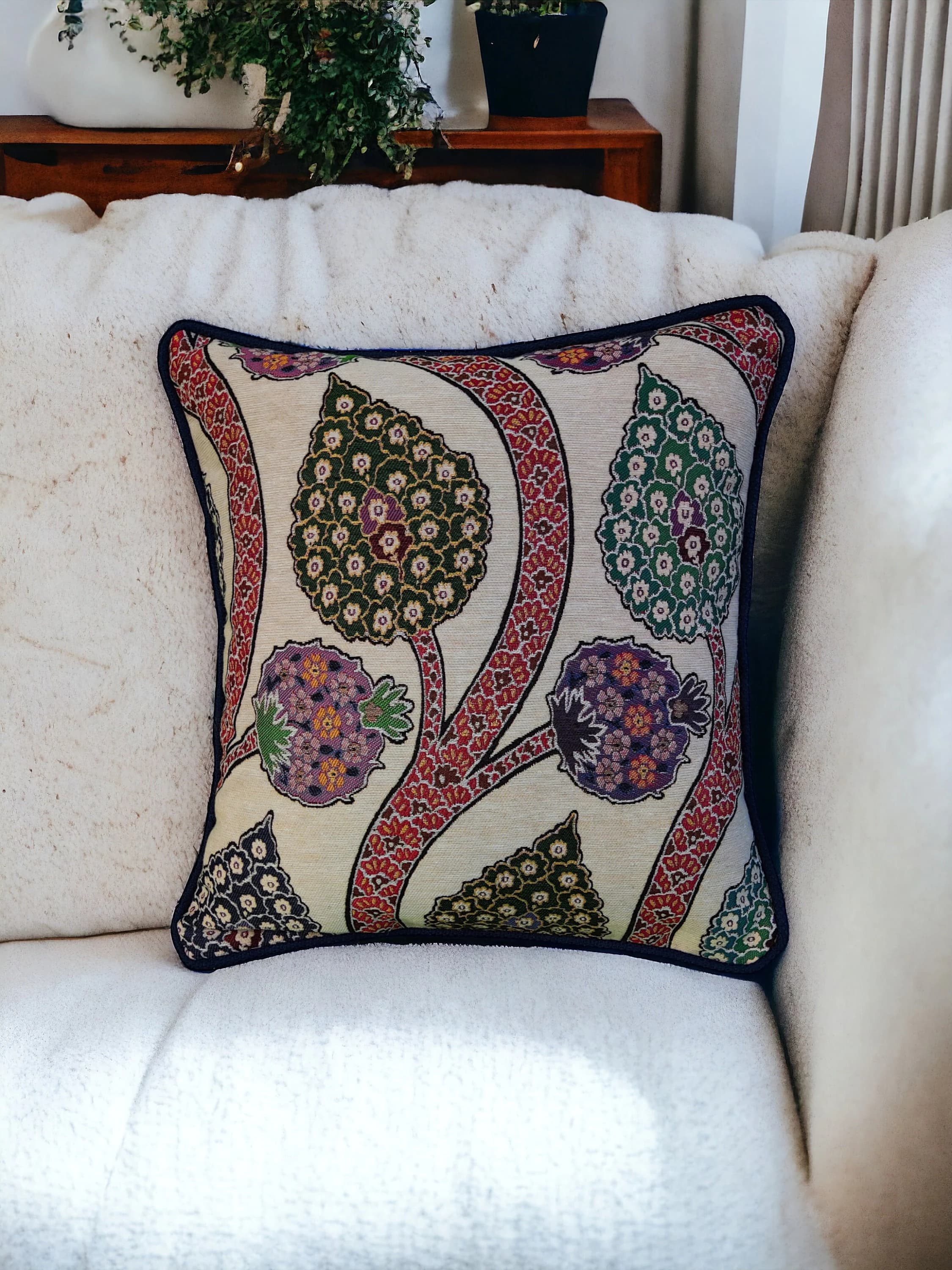 Gobelin Tapestry Throw Pillow Cover, Handcrafted Ethnic Pattern Pillowcase, Decorative Pillow Cover,  Authentic Turkish Style Cushion Cover