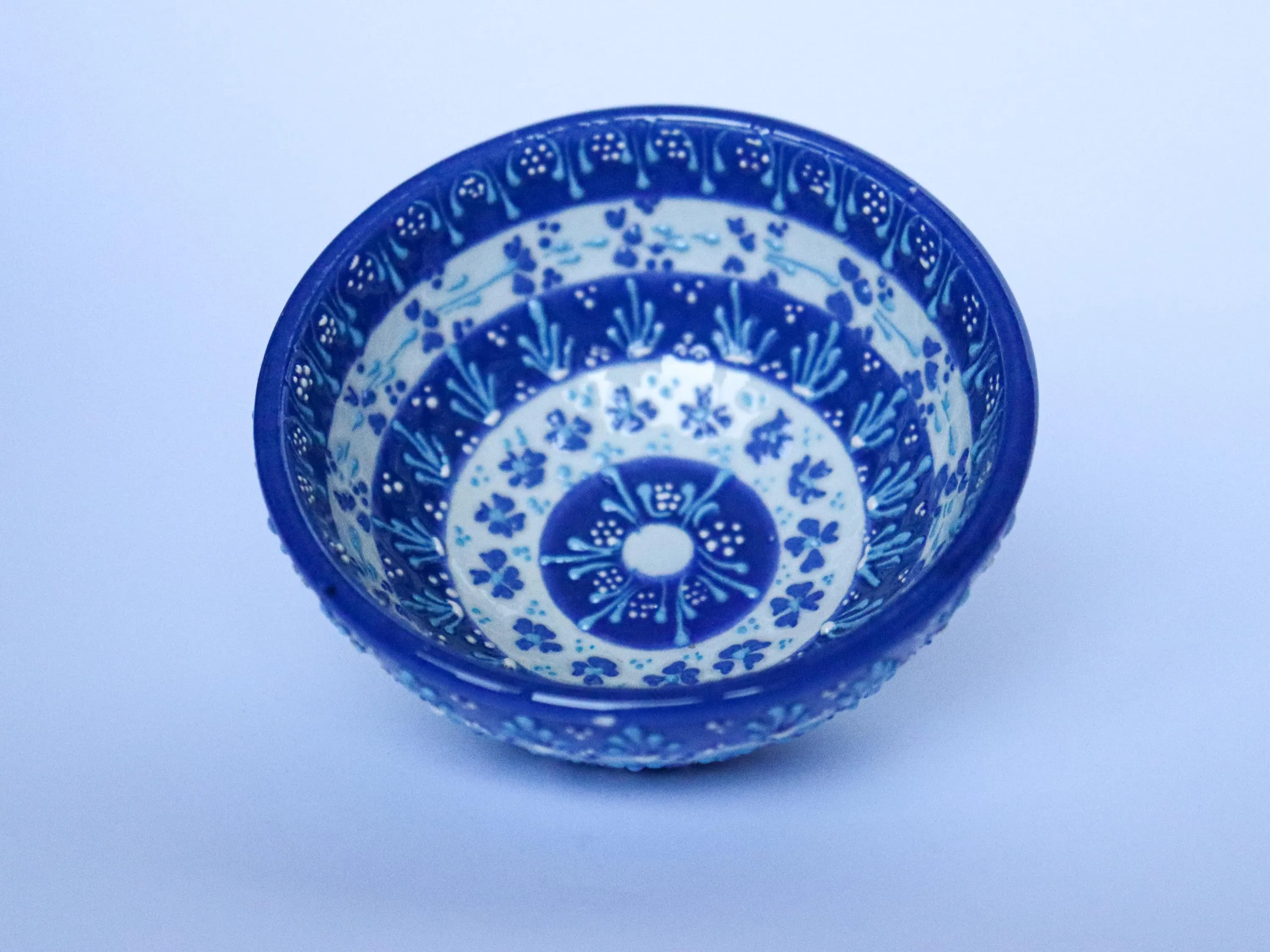 Ceramic Blue Bowl, Turkish Pattern Serving Pot, Handmade Embossed Pattern Snack Bowl, Decorative Tiny Sauce Bowl, Ceramic Art Appetiser Dish