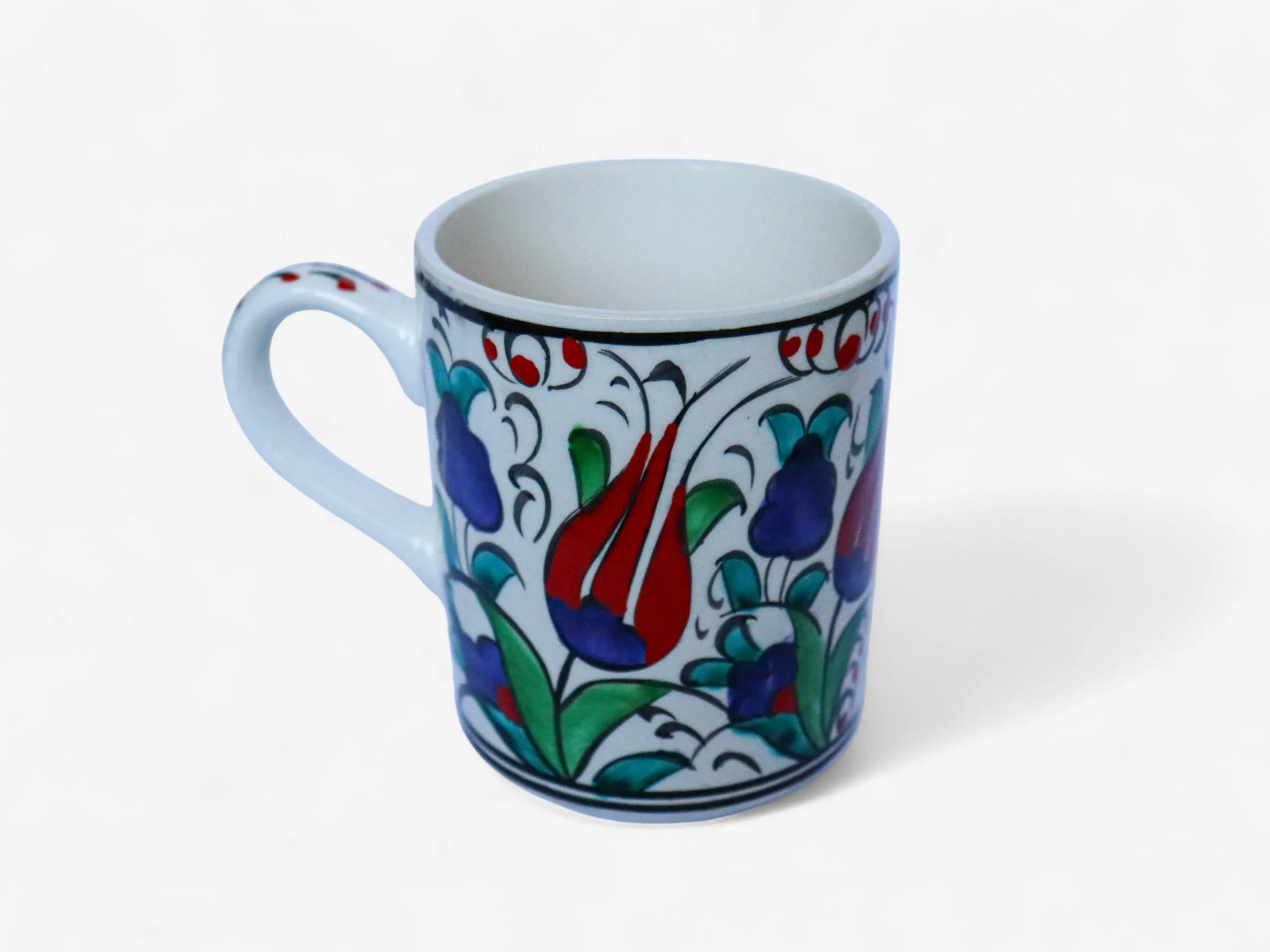 Ceramic Turkish Pattern Coffee Mug, Anatolian Tulip Motif Coffee Cup, Handpainted Floral Turkish Tea Cup, 10 oz Ceramic Art Coffee Mug - image 3