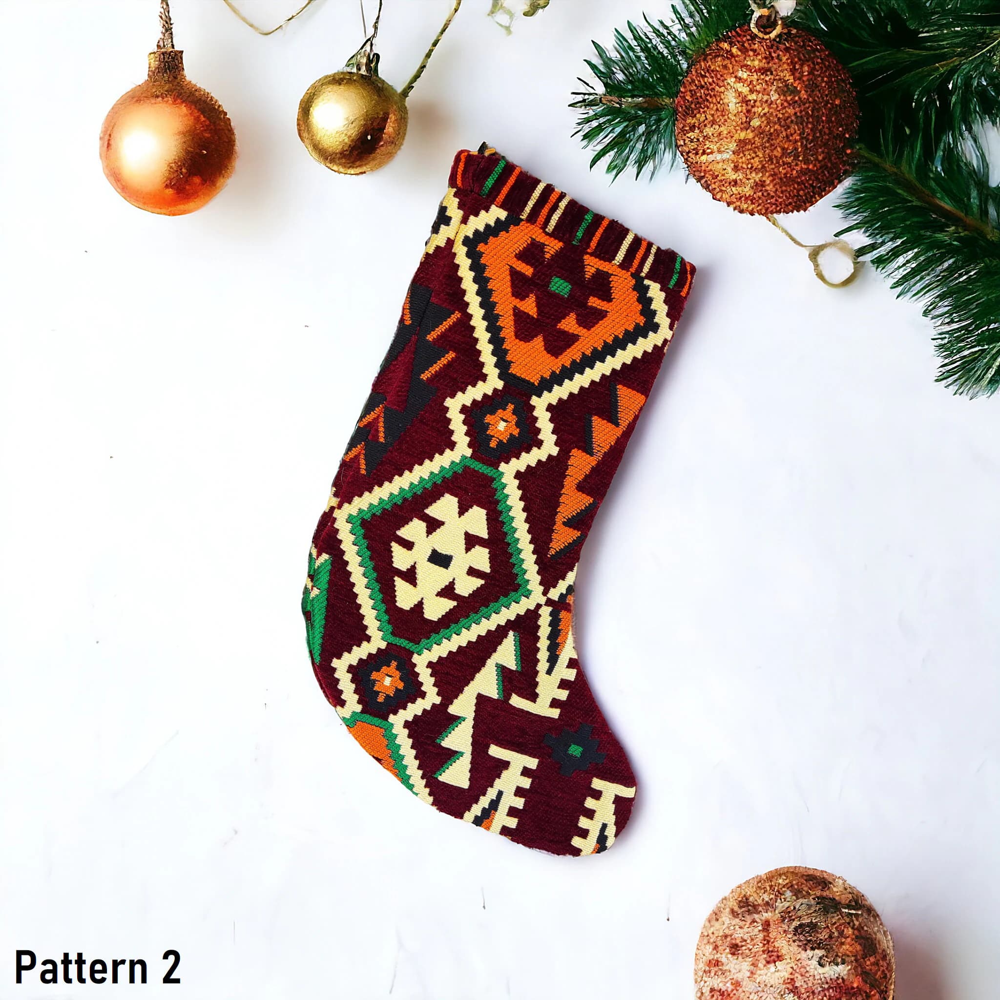 Turkish Kilim Christmas Stockings, Authentic Pattern Christmas Socks, Ethnic Touch of Christmas Decoration, Unique Christmas Ornament - image 4