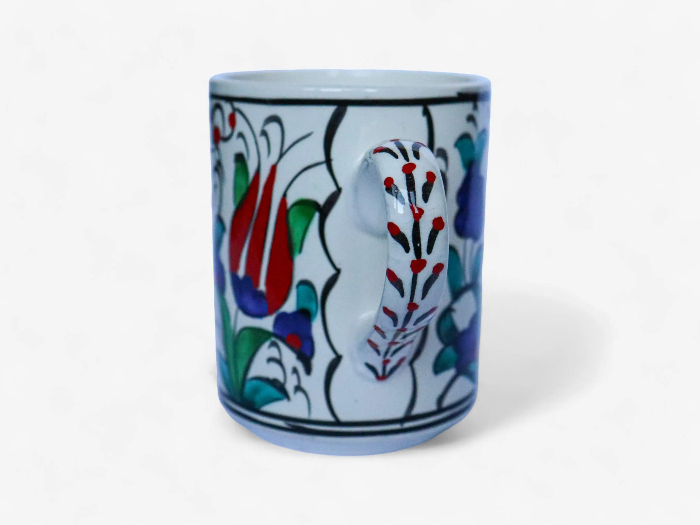 Ceramic Turkish Pattern Coffee Mug, Anatolian Tulip Motif Coffee Cup, Handpainted Floral Turkish Tea Cup, 10 oz Ceramic Art Coffee Mug - image 4