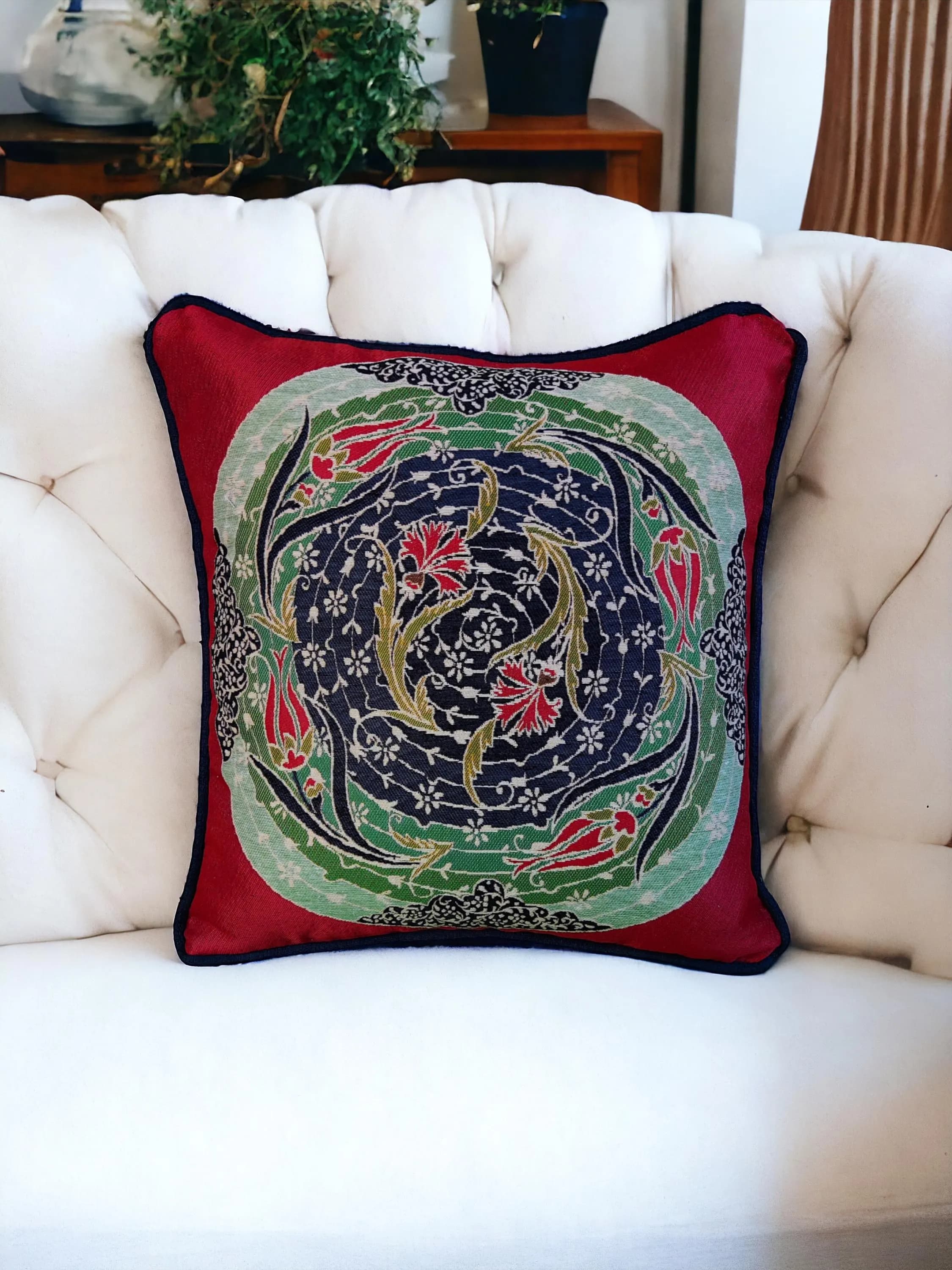 Gobelin Tapestry Throw Pillow Cover, Handcrafted Ethnic Pattern Pillowcase, Decorative Pillow Cover,  Authentic Turkish Style Cushion Cover
