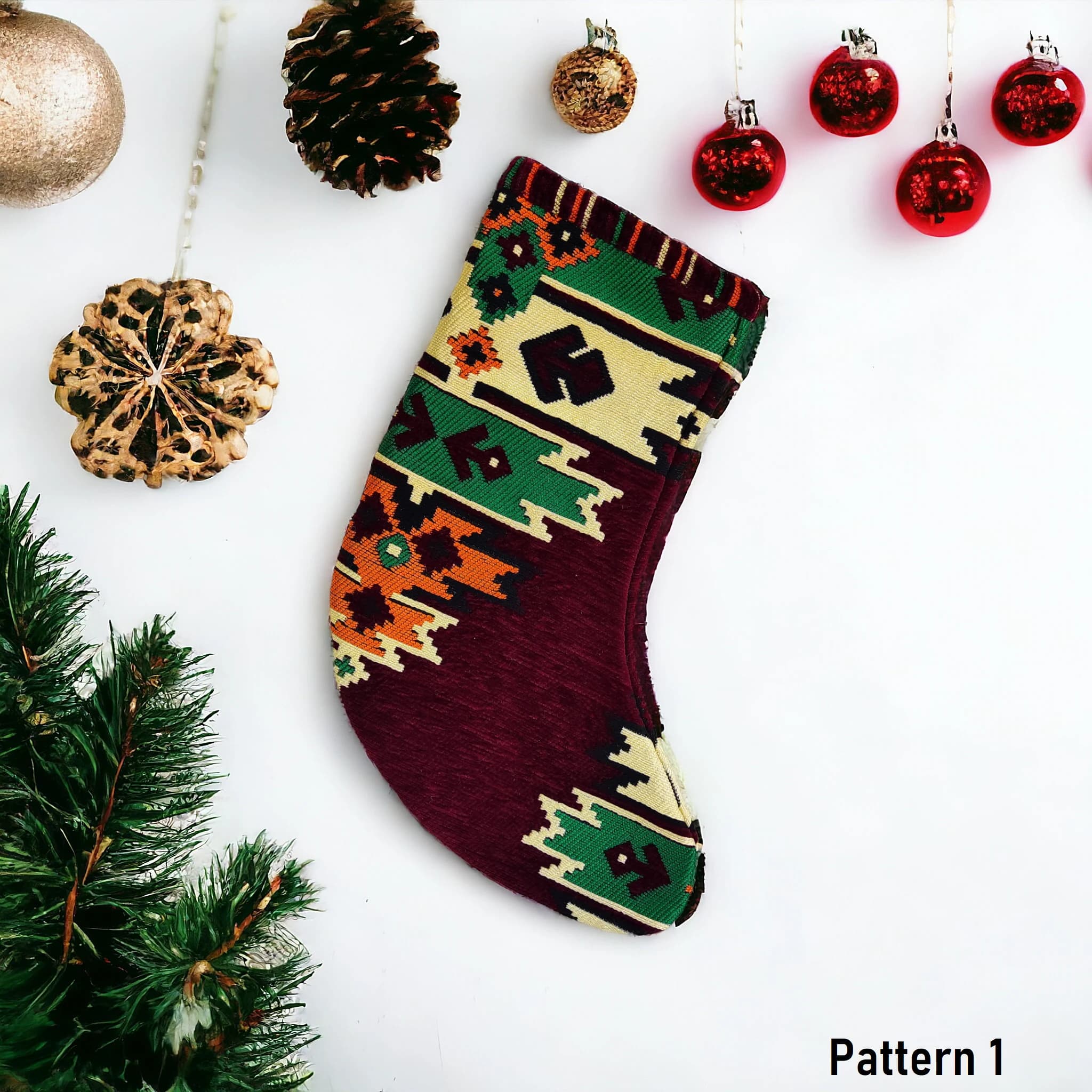 Turkish Kilim Christmas Stockings, Authentic Pattern Christmas Socks, Ethnic Touch of Christmas Decoration, Unique Christmas Ornament - image 3