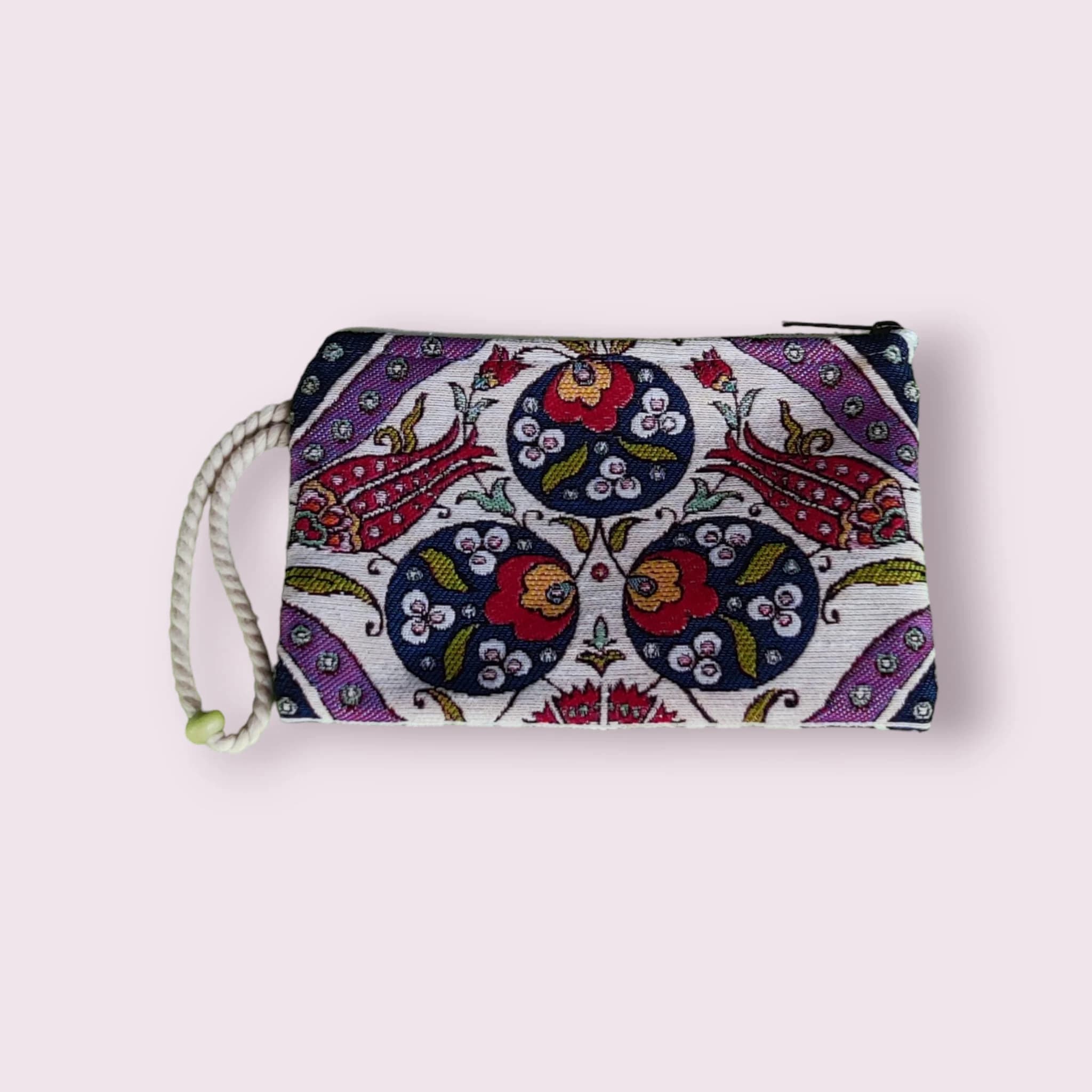 Tapestry Zippered Wallet, Authentic Gobelin Small Bag, Kilim Wallet, Turkish Pattern & Motif, Small Book Pouch, Unique Pattern Coin Purse - image 5