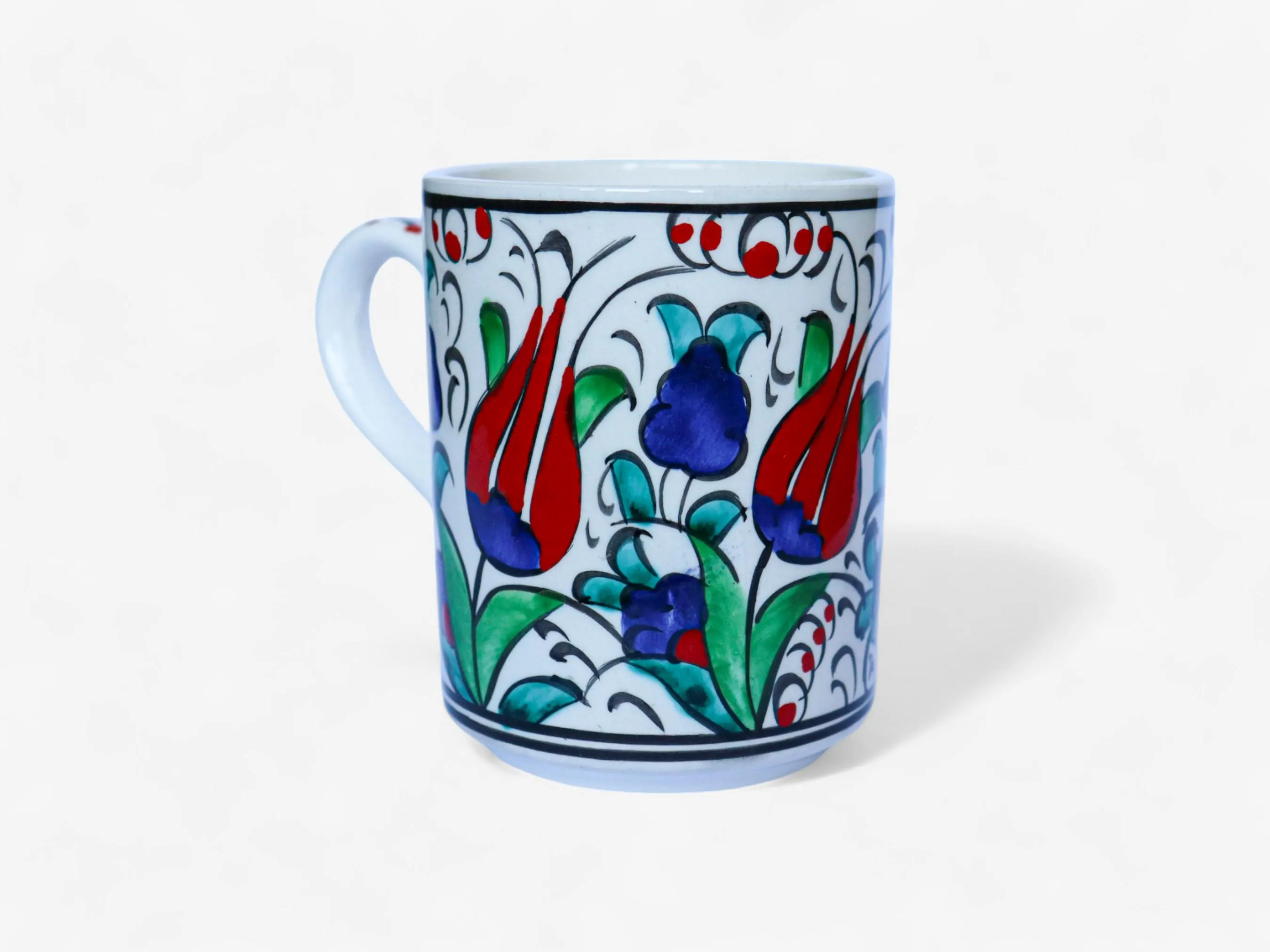 Ceramic Turkish Pattern Coffee Mug, Anatolian Tulip Motif Coffee Cup, Handpainted Floral Turkish Tea Cup, 10 oz Ceramic Art Coffee Mug - image 5